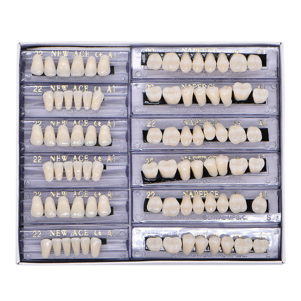 168Pcs Acrylic Resin Denture #22 Dental Upper Lower Shade A1 Teeth Set US
