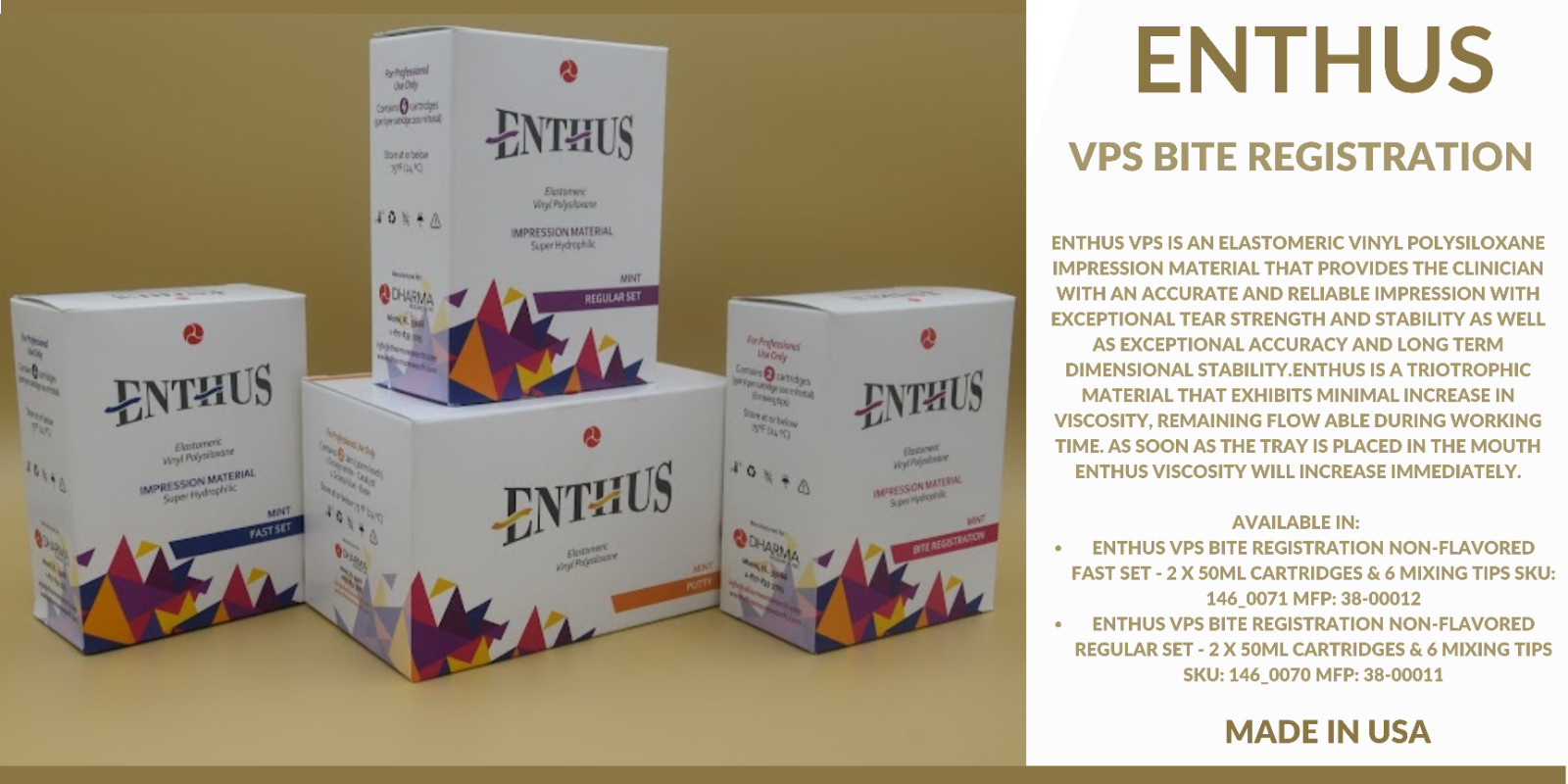 ENTHUS BITE REGISTRATION FAST SET- 2 X 50ml Cartridges & 6 Mixing Tips