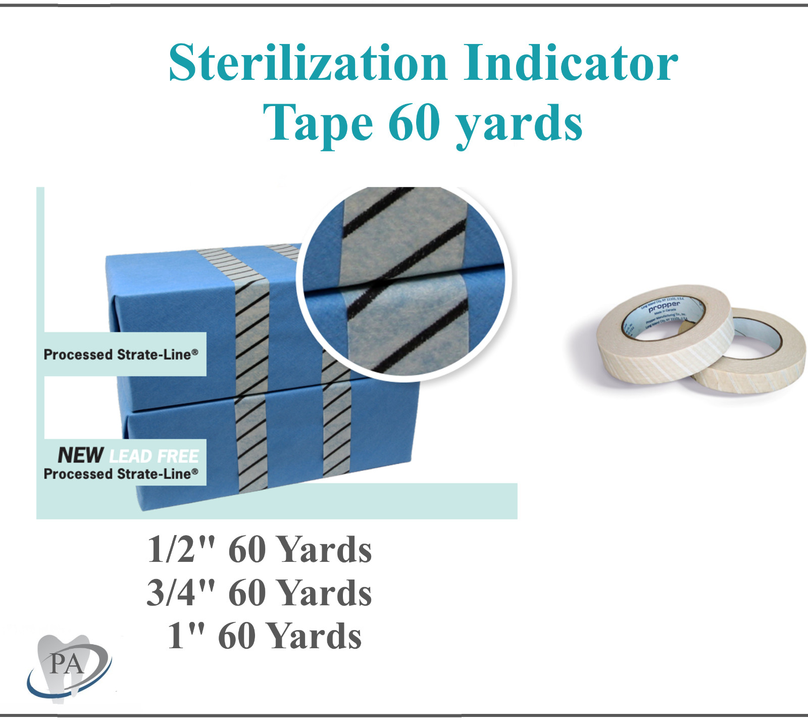 5 x Dental Autoclave Indicator Tape, 3 Sizes, Lead-free, 60 yd. Roll Tattoo USS