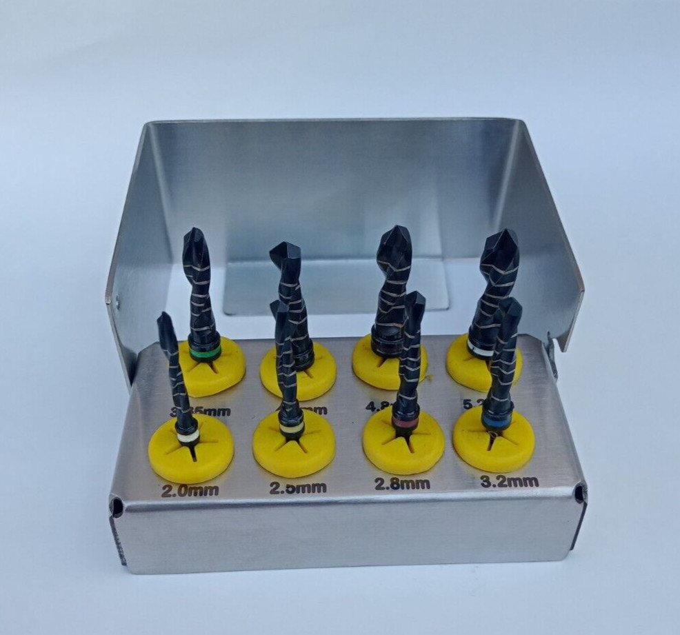 8 Pcs Titanium-Coated Dental Drill Kit – Lab & Practice Use CE Marked