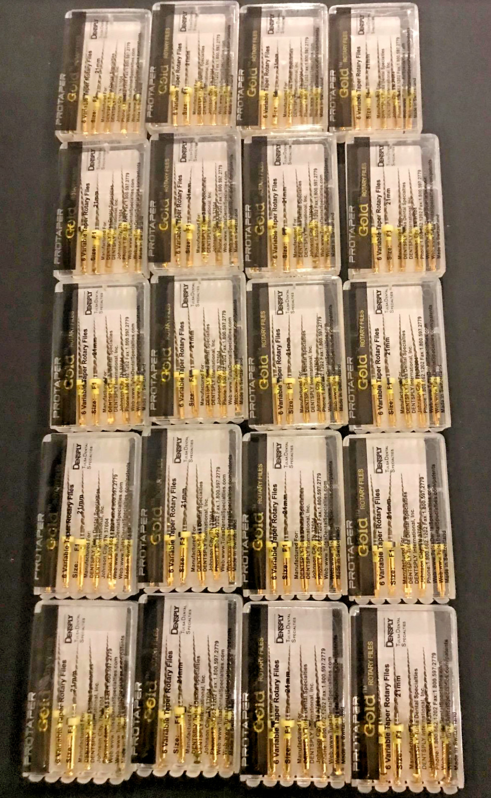 Dentsply Rotary ProTaper Gold Files 25mm F1 20pk Lot