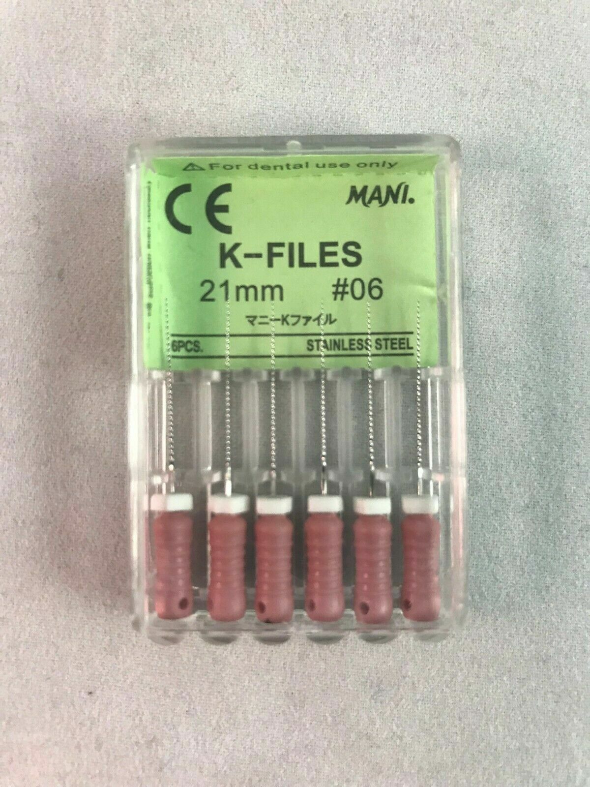 Mani Dental Root Canal Endo Stainless Steel K-files 21mm Size #06 30 Files/pk