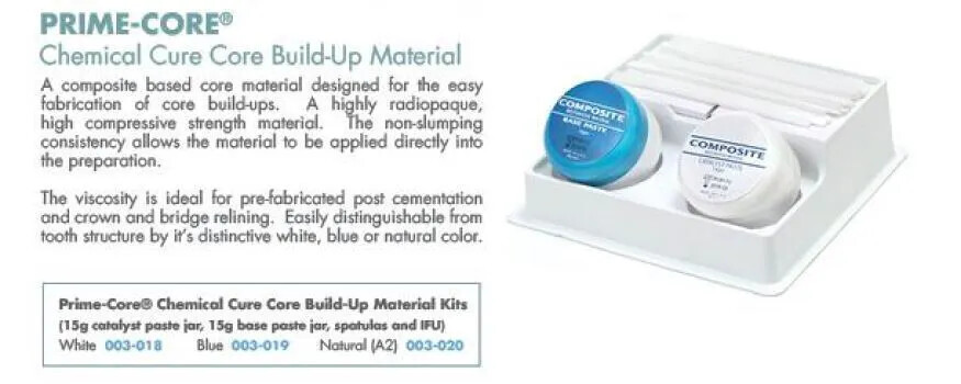 Prime Dental Chemical Cure Core Build-Up Material 28gm Base-Catalyst Jars