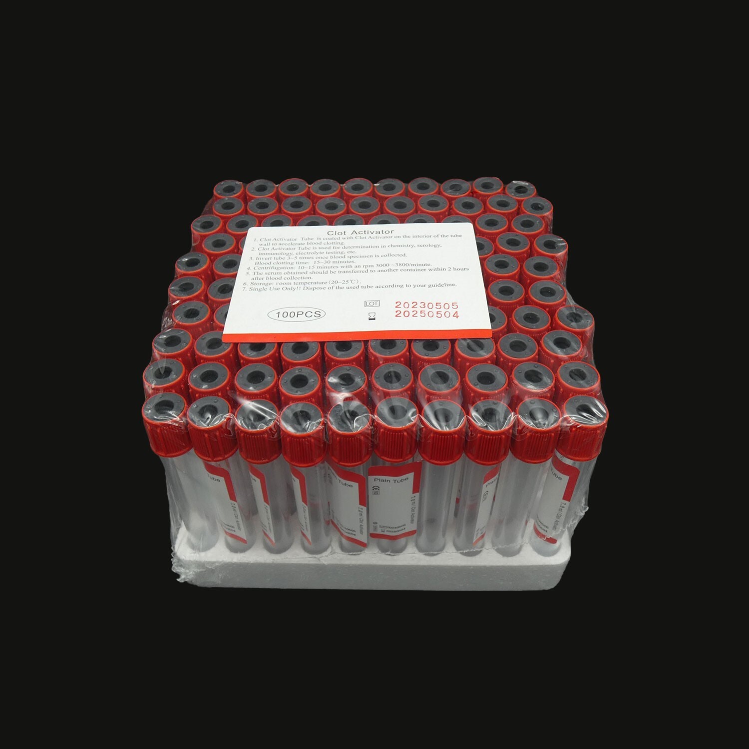 7ml Red Vacuum Blood Collection Tubes, Serum Tube, 100/pack