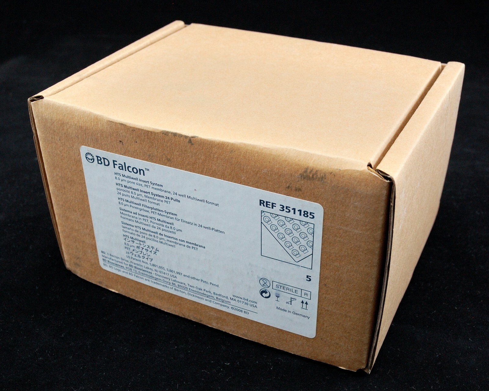 Falcon HTS 24-Well Insert Systems, 8.0 µm PET Membrane, Sterile, 5/cs, # 351185