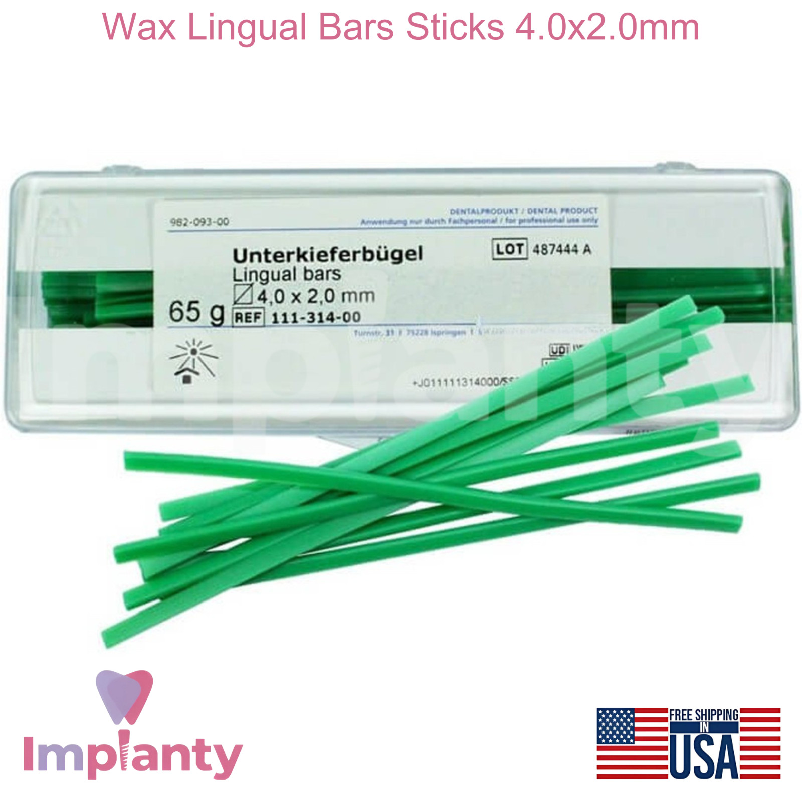 Wax Lingual Bars Green Sticks 4.0×2.0mm 65g Stable Casting Denture Profiles