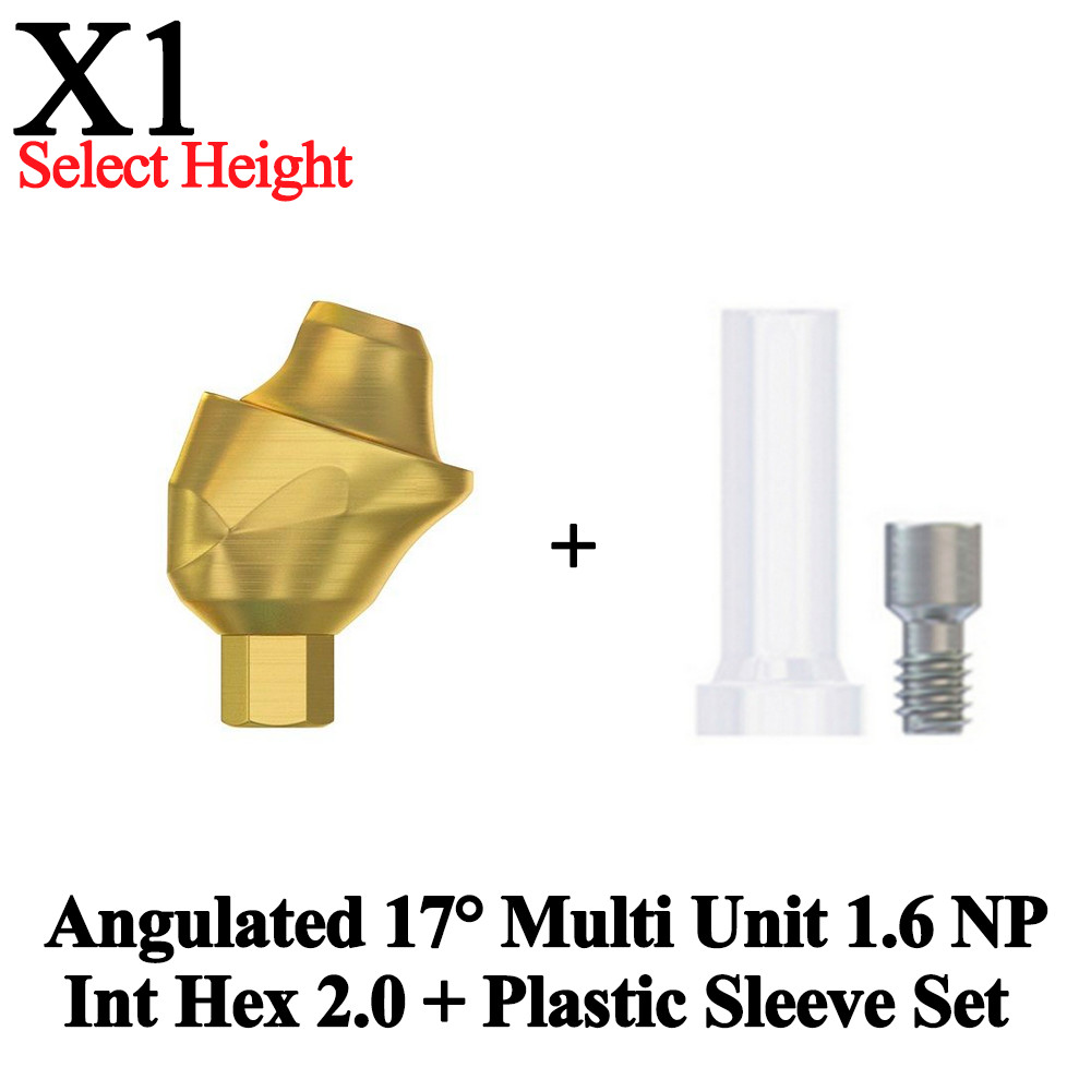 1x Set Angulated 17° Multi Unit 1.6 NP Int Hex 2.0 + Plastic Sleeve Dental