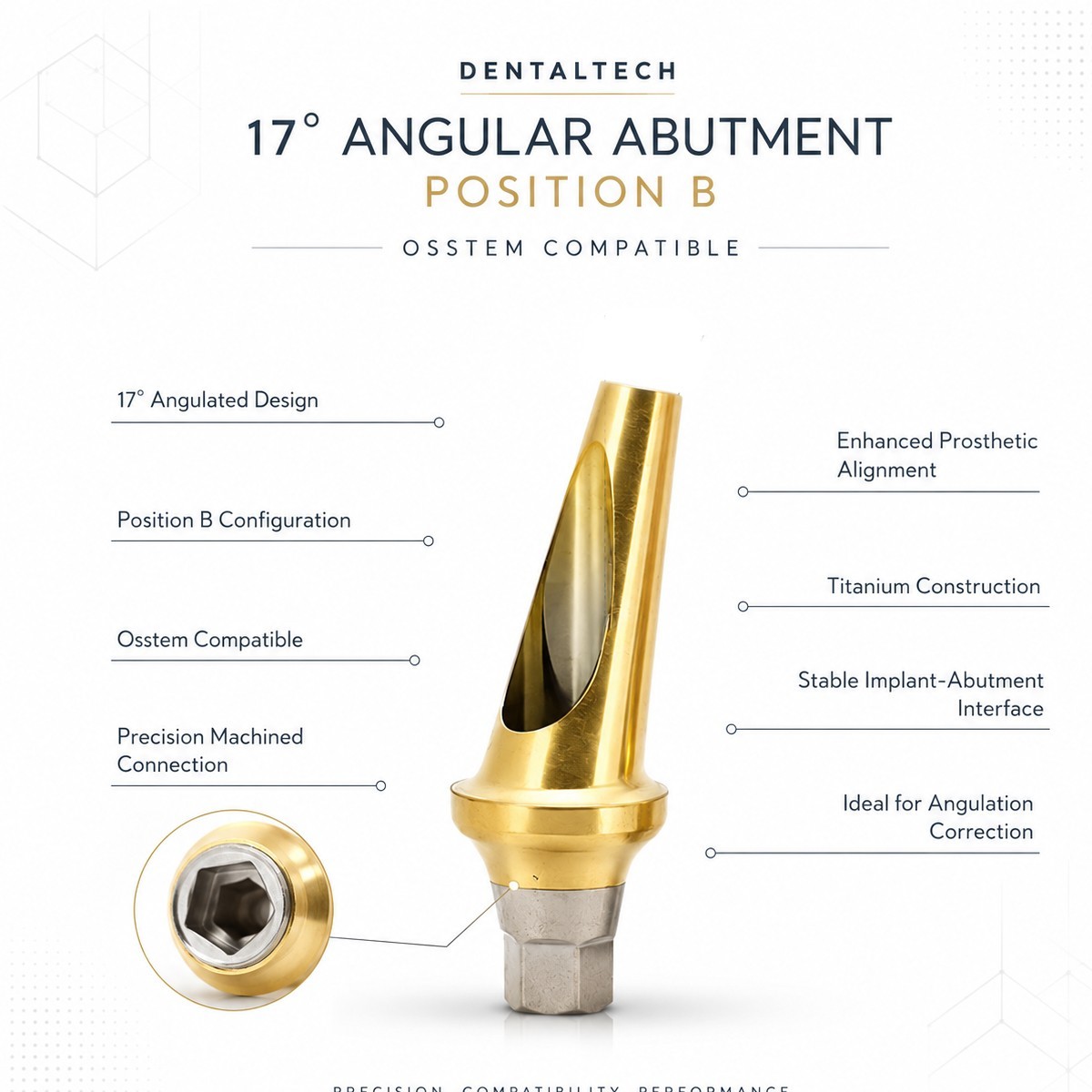 US Dental 17° Angled Abutment For Hiossen ET III Osstem TS Mini Regular Platform