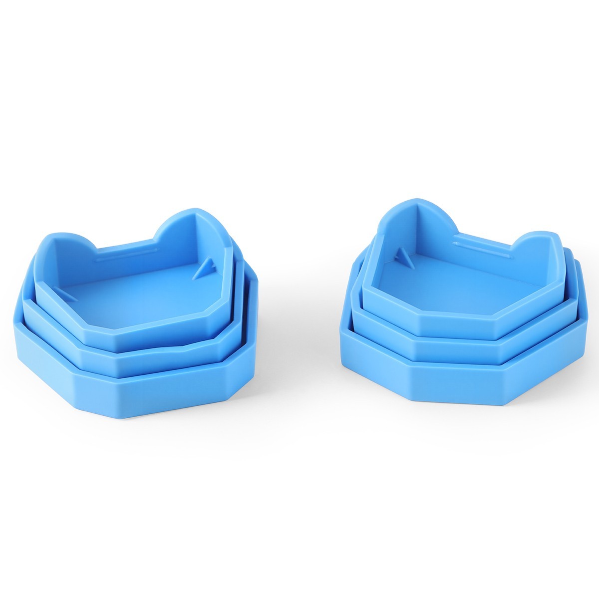 Dental Model Former Base Molds Blue Silicone Rubber Notches Plaster Types 6pcs