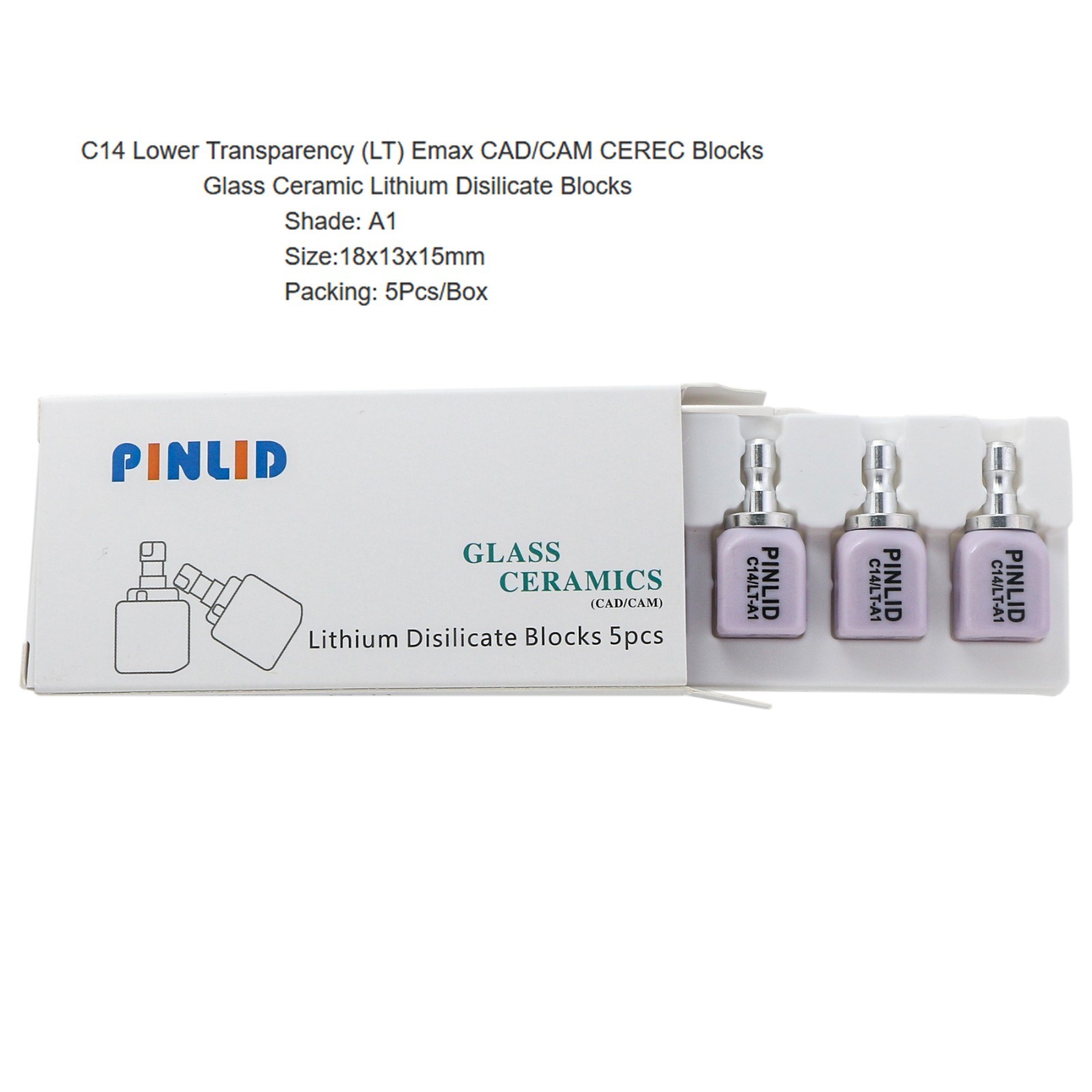 C14 Dental Lithium Disilicate Ceramic Block LT Emax CAD CAM CEREC Inlab-5Pcs/box