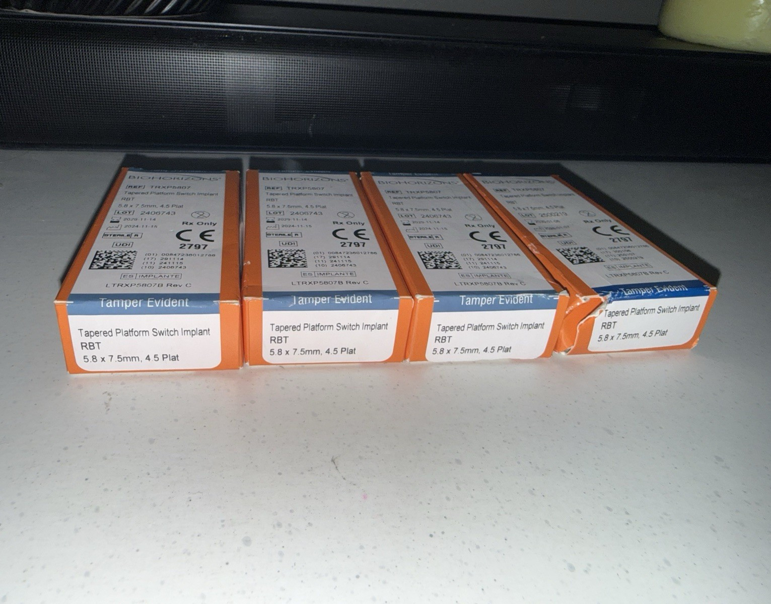 BioHorizons TRXP5807 Tapered Platform Switch Implant 5.8×7.5mm 4.5 4 Boxes