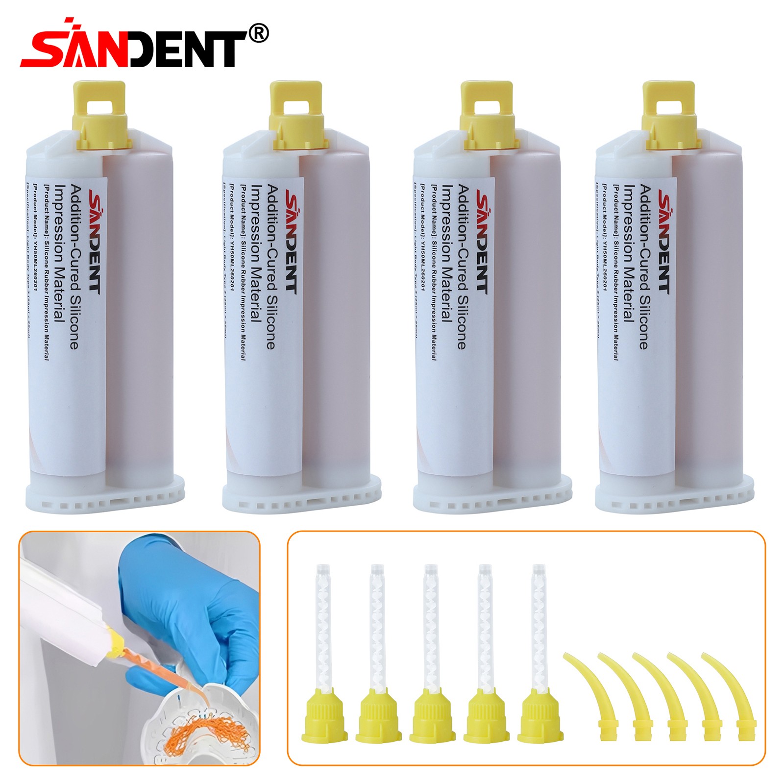 4 x Dental Impression Material Light Body Fast Set 50mL Cartridges