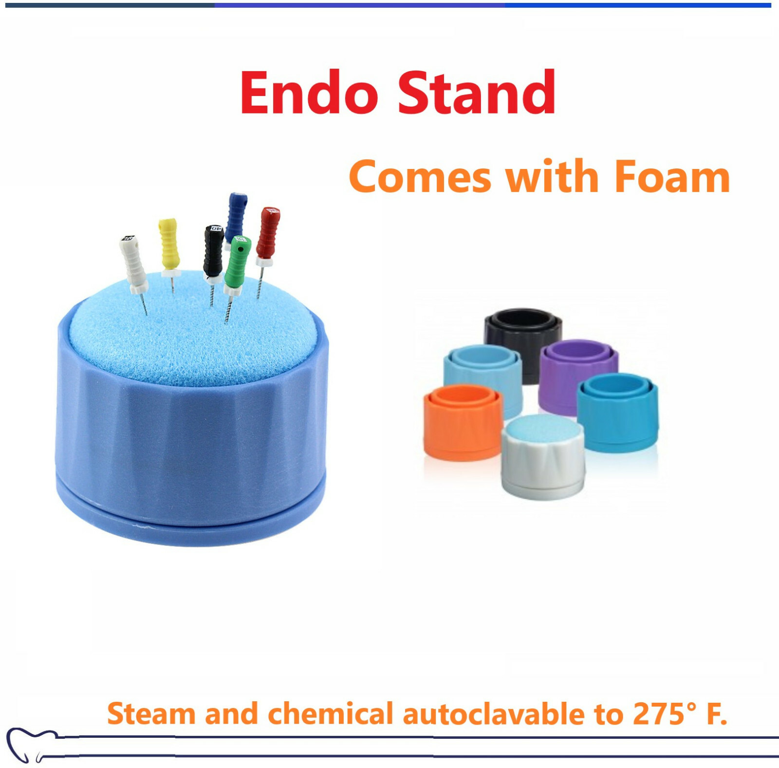 Dental Round Endo Clean Stand Cleaning Foam Sponge File Holder Autoclave to 275F
