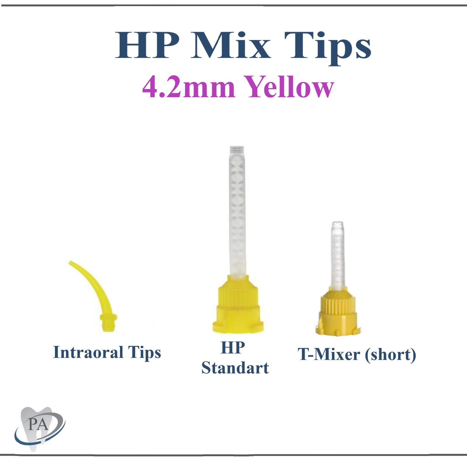 Dental Yellow HP Tips Yellow Mix Tips, 4.2mm T-Mixer Short MIXPAC, Upto 100 Bag