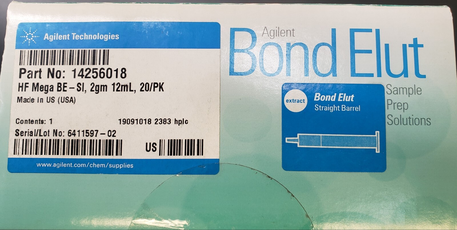 Agilent HF Mega BE-SI cartridge, 2 g, 12 mL, 10 cartridges (Part # 14256018)