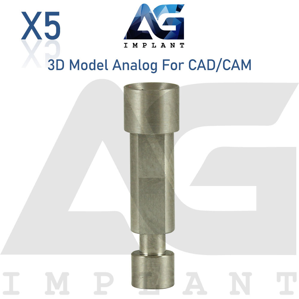 5 3D Model Analog For CAD/CAM Stainless Steel Lab Dental Int Hex