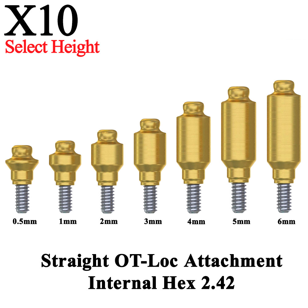 10pcs Prosthetic OT Loc Straight Abu tme nt Attach ment Internal Hex 2.42