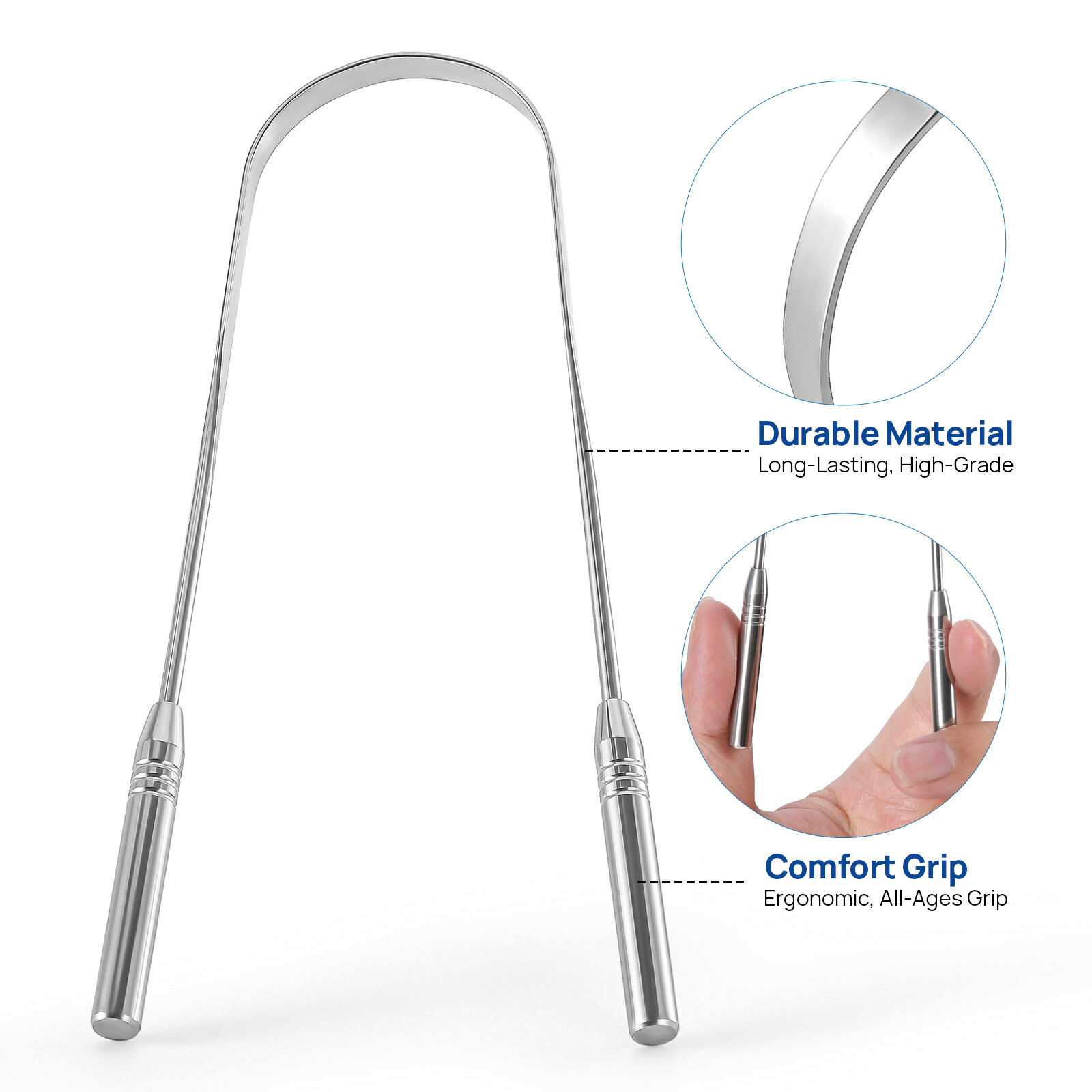 JMU Dental Tongue Scraper 304 Stainless Steel Tongue Cleaner