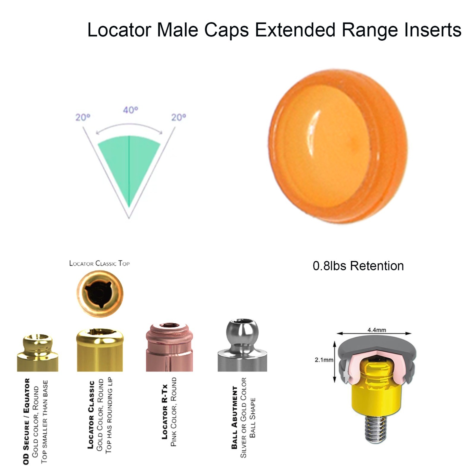 Dental Ti Locator Overdenture Abutment Fits Hiossen Osstem Mini 3.2 GH 1.0-6.0mm