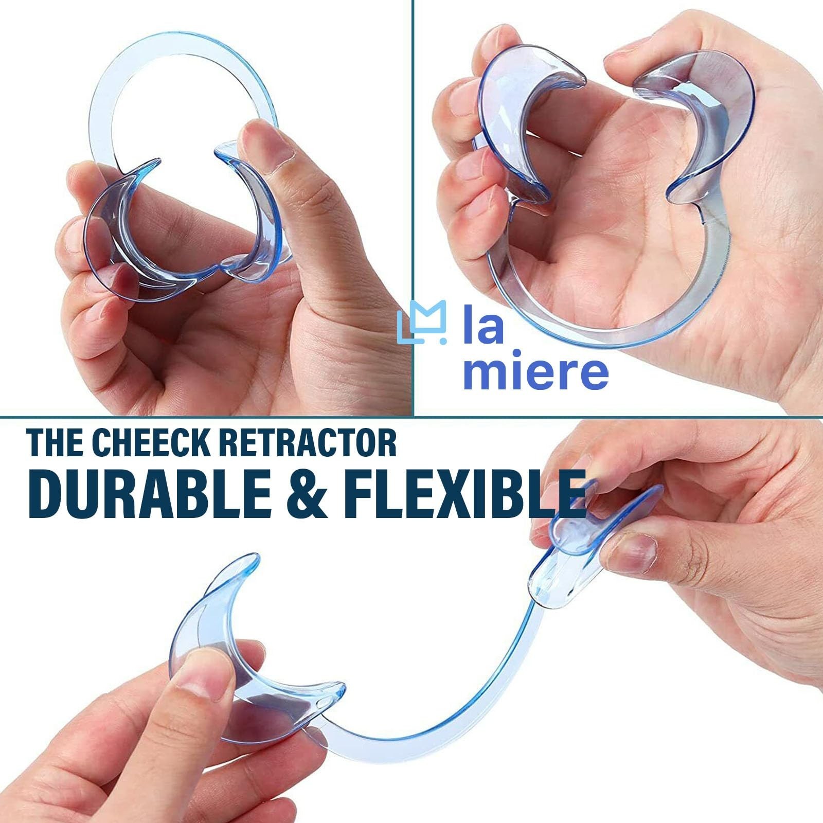 3 Pack Dental Mouth Opener Cheek Retractors C Shape S M L Blue NEW