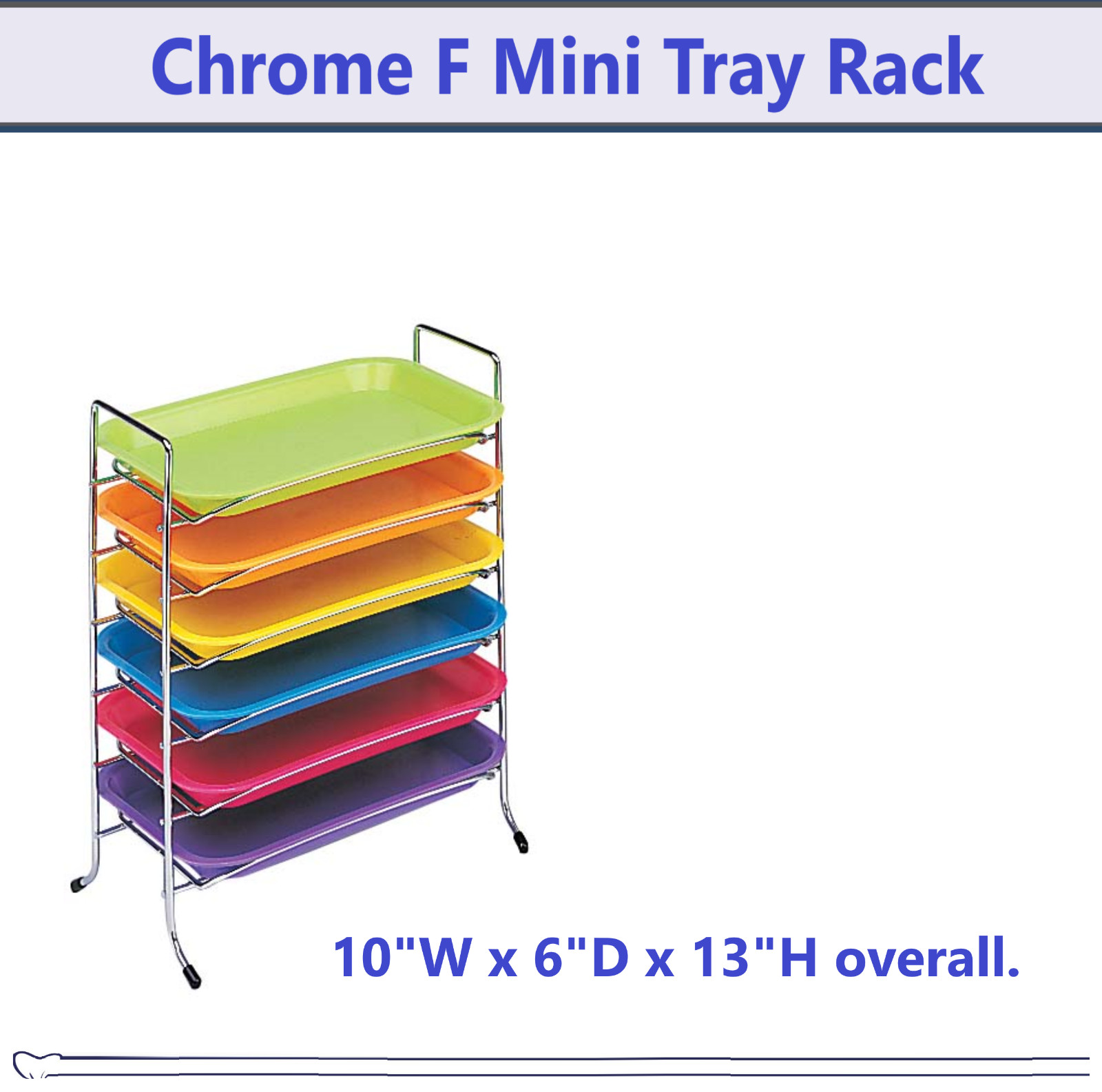 Dental Chrome Instrument Rack Set Up F Mini Tray Rack Holds 6 Size “F” Trays