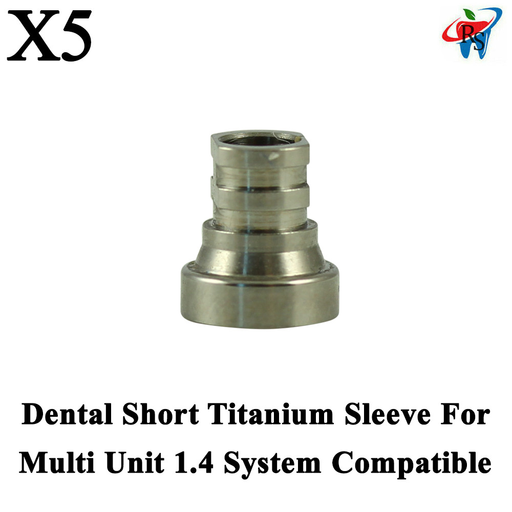 5x Short Titanium Sleeve For Multi Unit 1.4 System Compatible 7mm Length Ø3.78