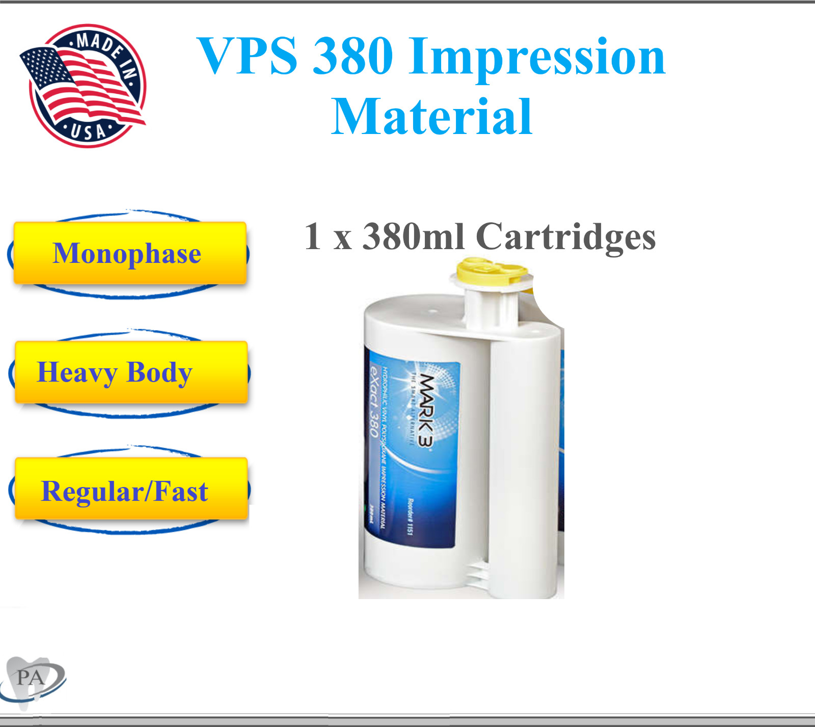Dental HEAVY BODY FAST SET VPS Impression Material VIrtual 380 ml Refill Kit