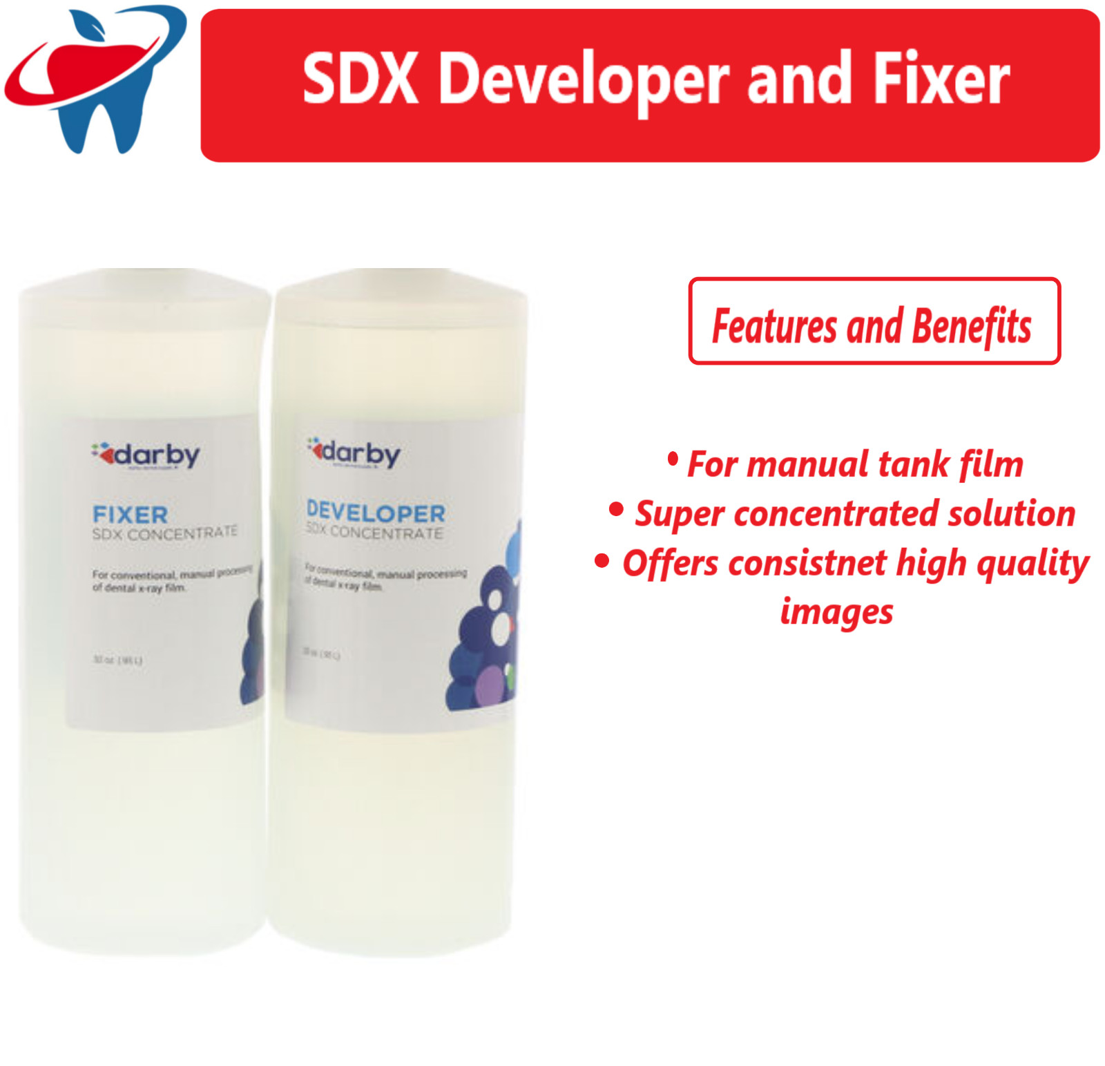 Dental SDX Developer and Fixer For Manual Tank film Concentrated Solution Kit