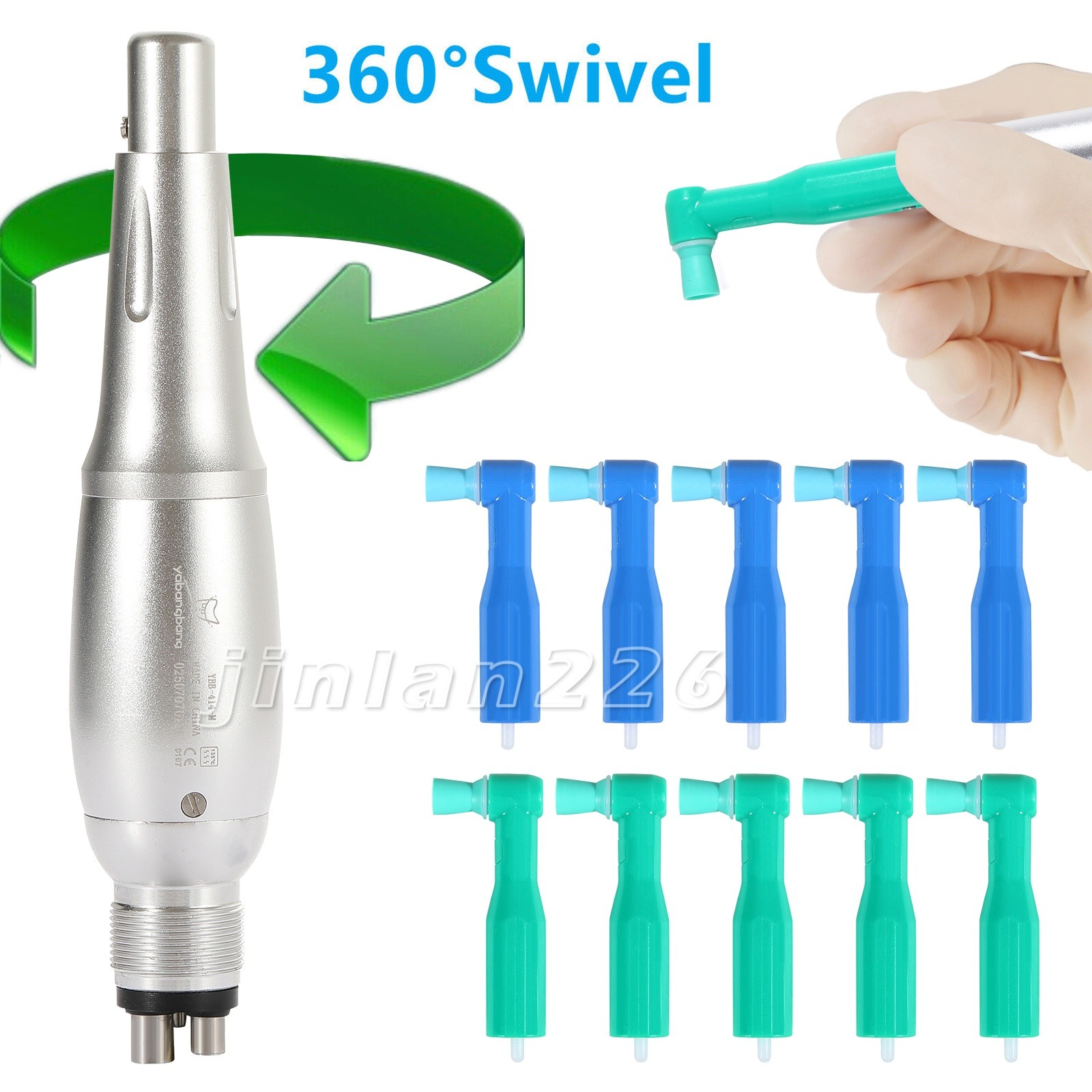 Dental 360°Swivel Hygiene Prophy Handpiece Air Motor 4:1 Nose Cone / Angles YB