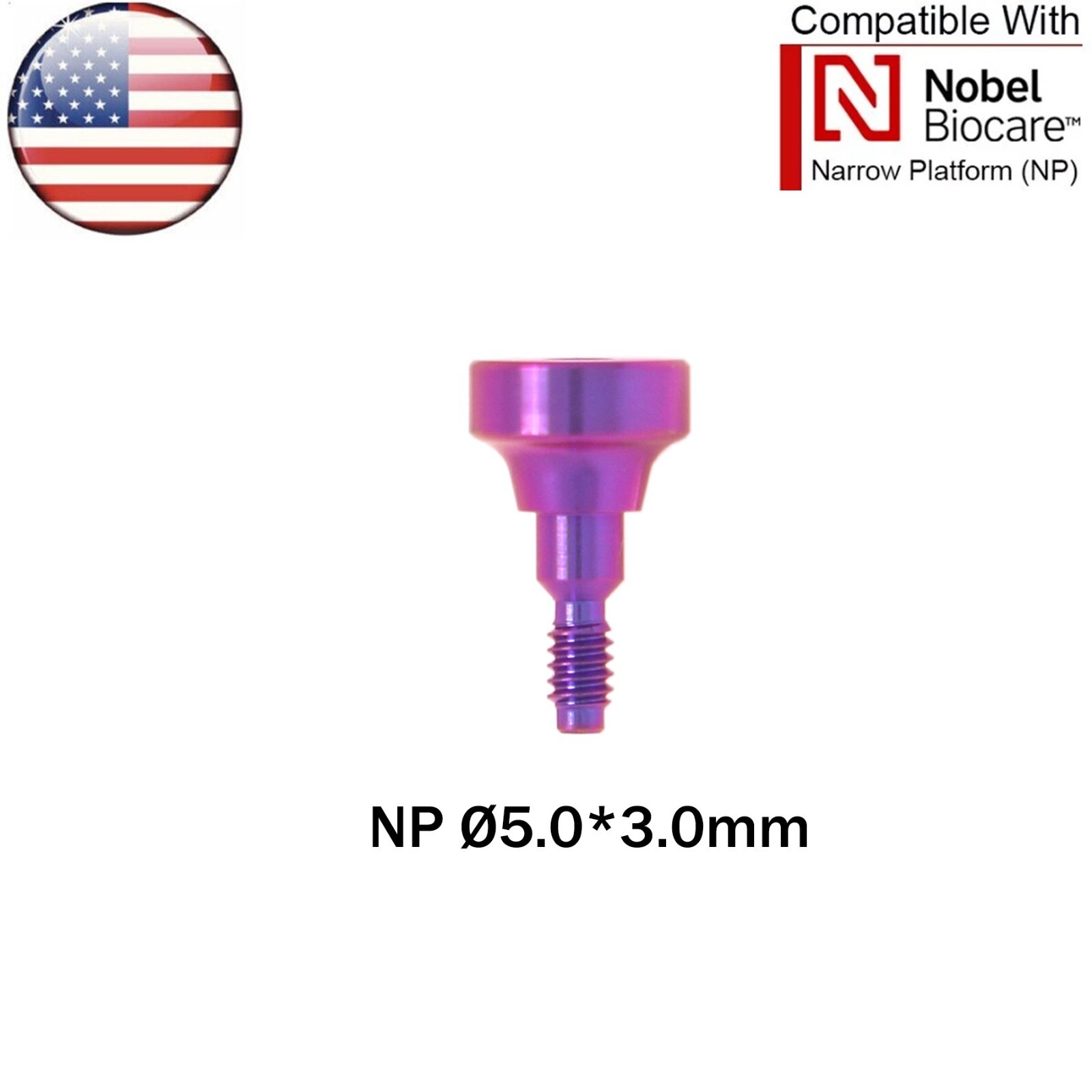 US Dental Healing Cap Abutment NP/RP Compatible with Nobel Active ∅3.6 ∅5.0 ∅6.0
