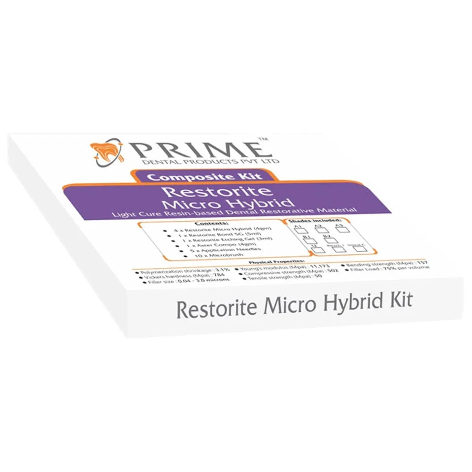 Prime Dental Micro Hybrid Light Cure resin Composite Materials Kit (Free Ship)
