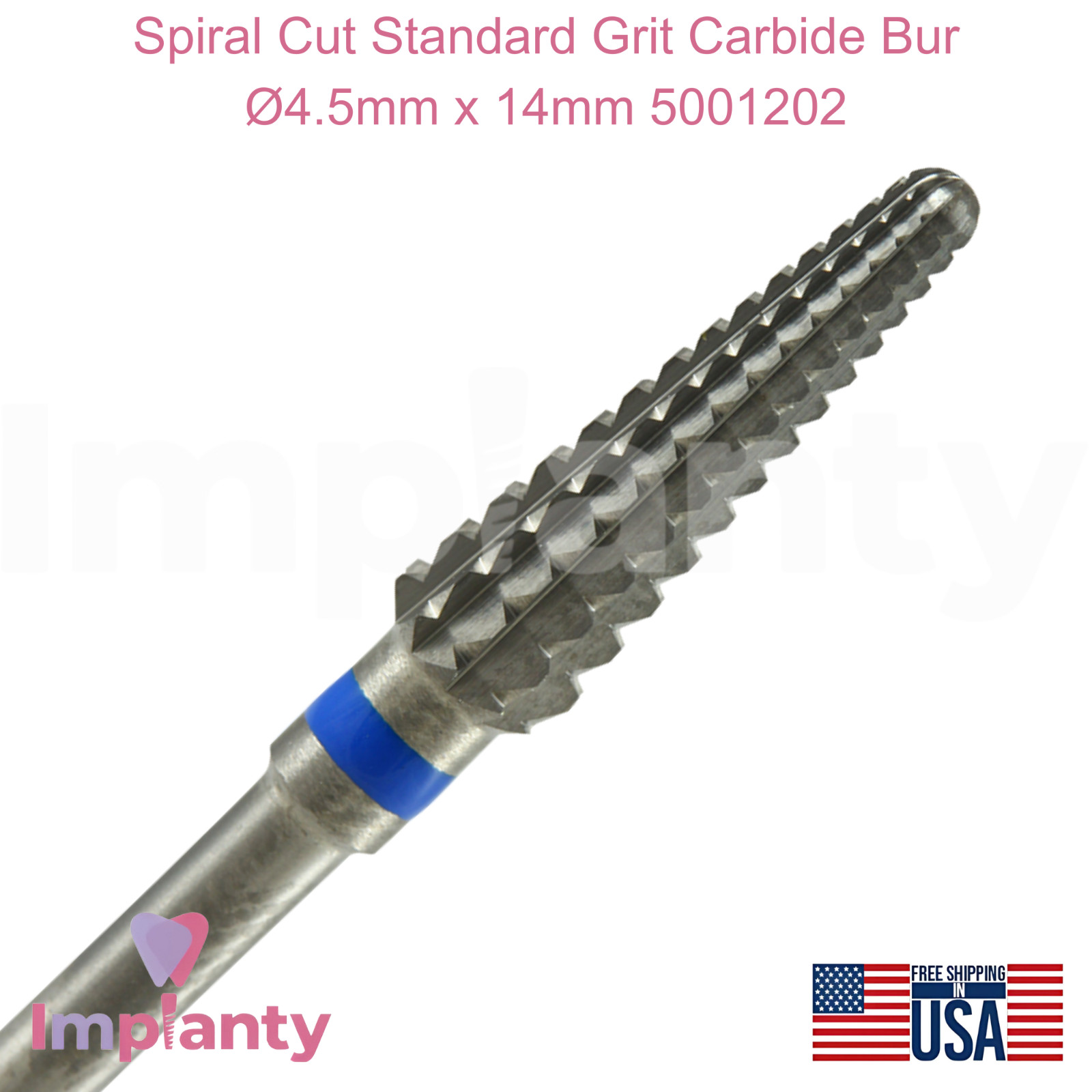 Spiral Cut Standard Grit Carbide Dental Bur Ø4.5mm x 14mm 5001202 Dentistry Tool