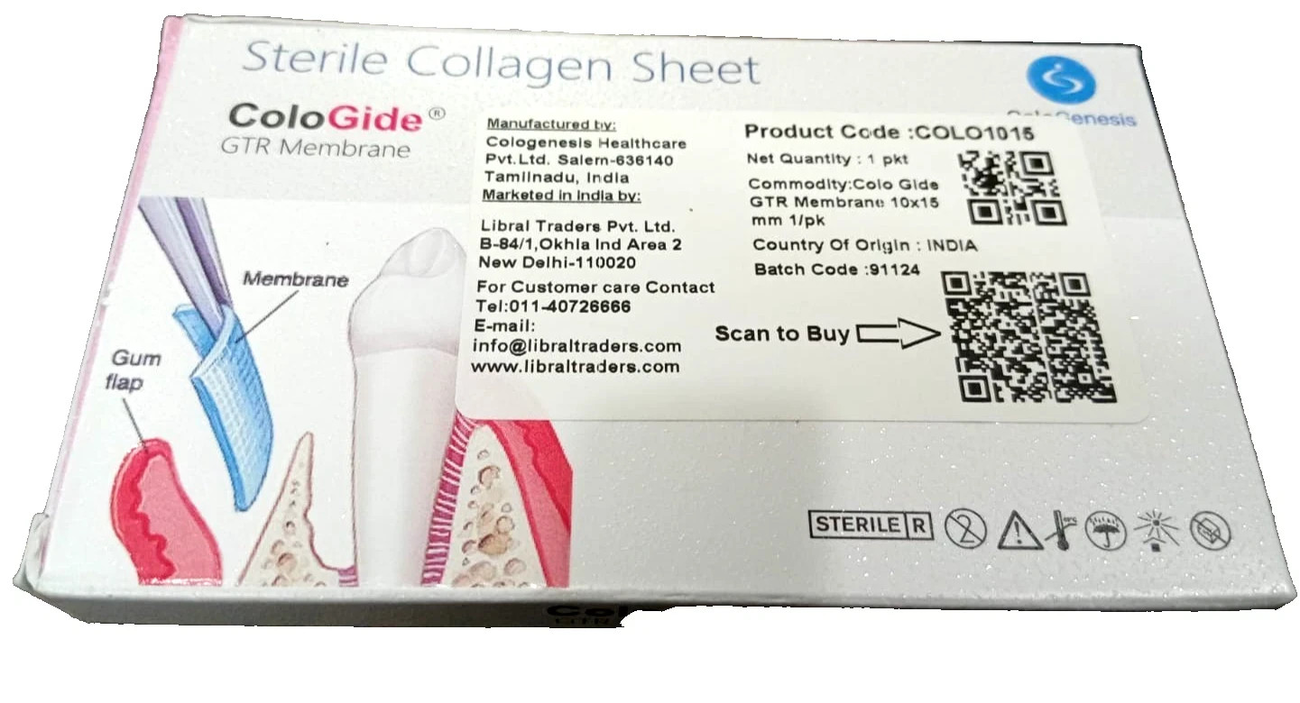 Pack of 10 Colo Gide Sterile Collagen Sheet GTR Membrane 10x15mm USA Tariff Paid