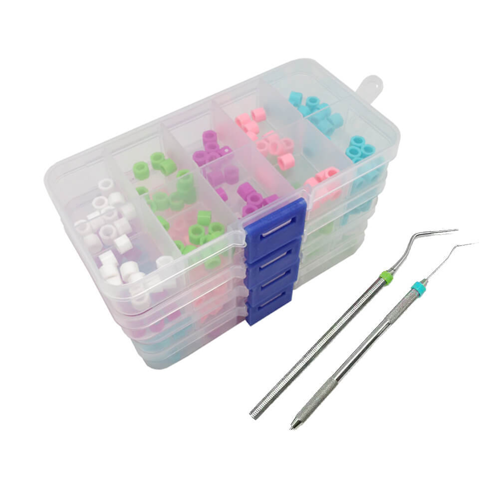 1 Box 100Pcs Dental Instrument Code Ring Plain Small Size Mixed Color