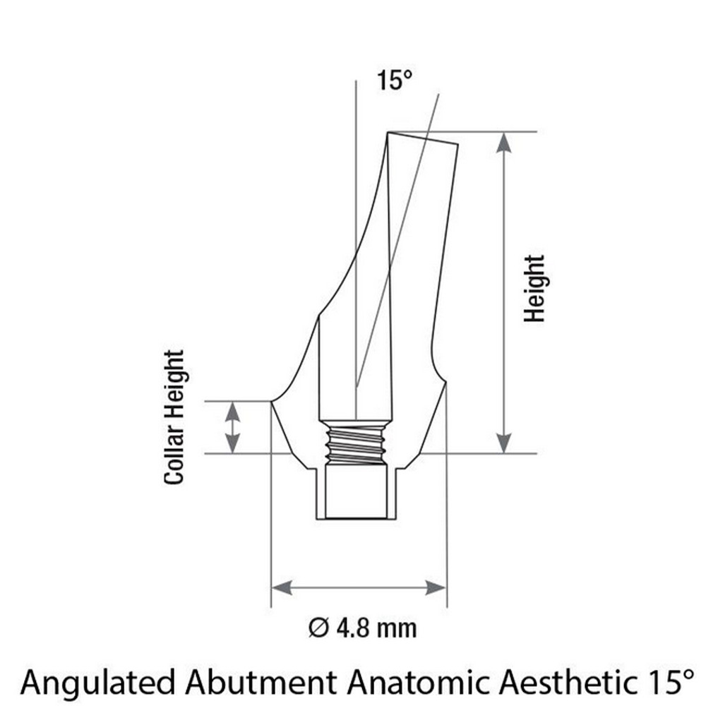 5x Dental Impl ant Anatomic Angulated 15° Abut ment Internal Hex 2.42mm Screw