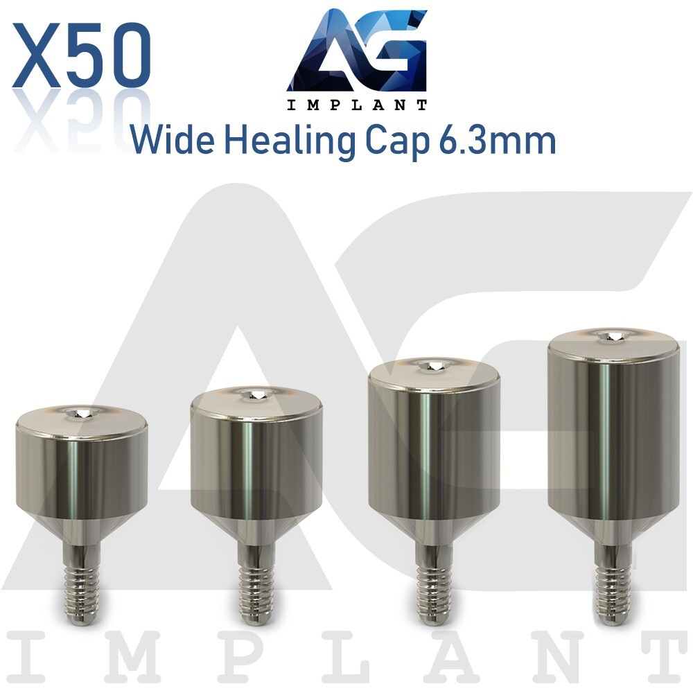 50 Wide Healing Cap Abutment 6.3mm Titanium For Dental System Hexagon 2.42mm