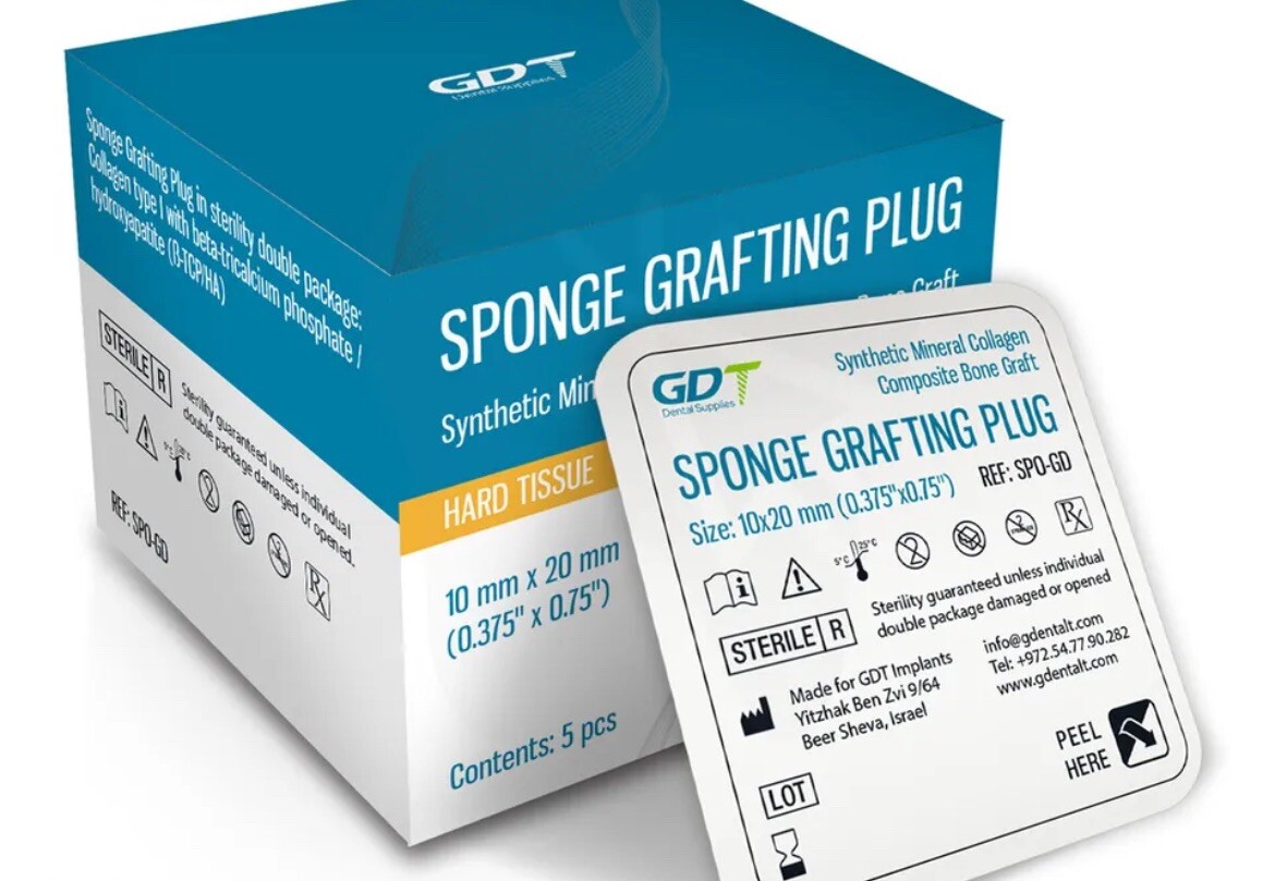 Dental 5 Sponges Grafting Plug Synthetic Collagen Sterile Surgical Bone Graft