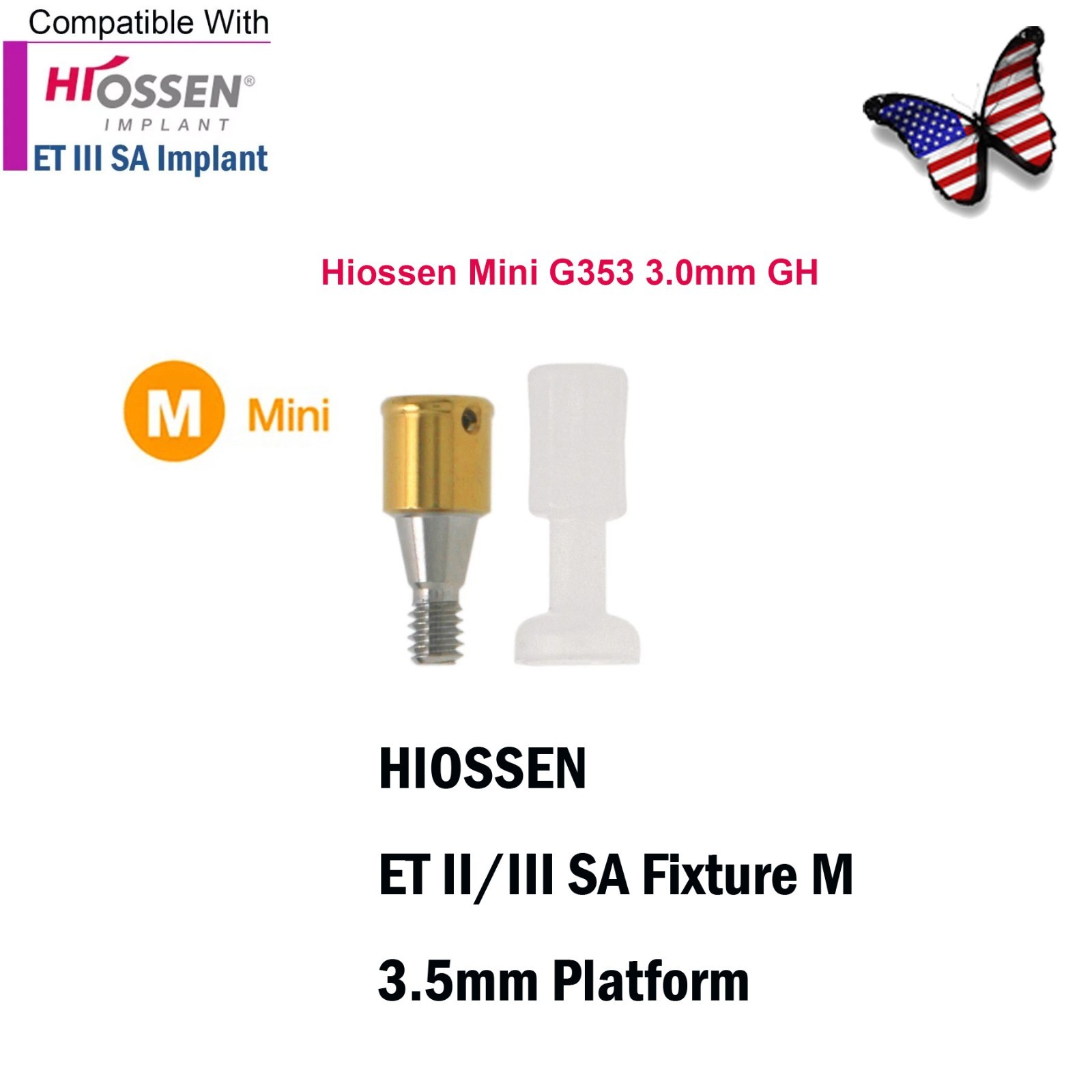 Implant for Hiossen ET Locator Abutment Mini/Regular Platform Internal Hex 1-7mm