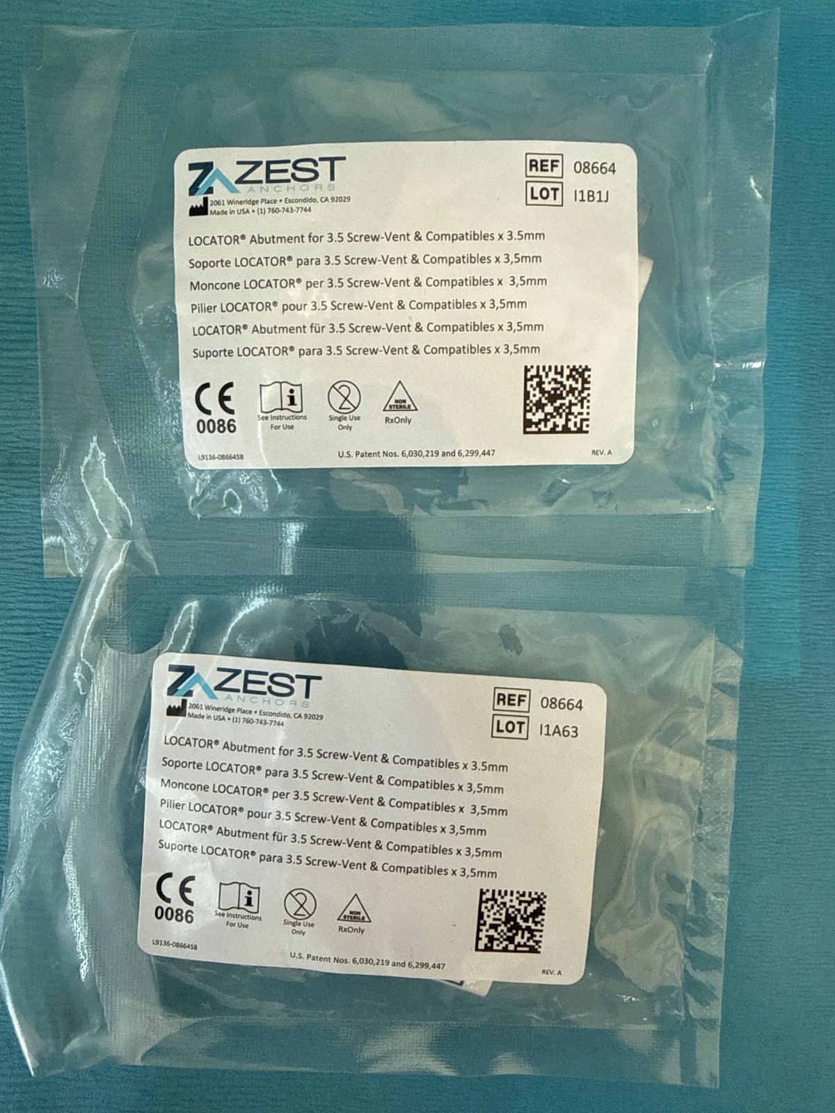 2/pack Zest Anchor locator abutment for 3.5 screw vent & compatiblesx 3.5