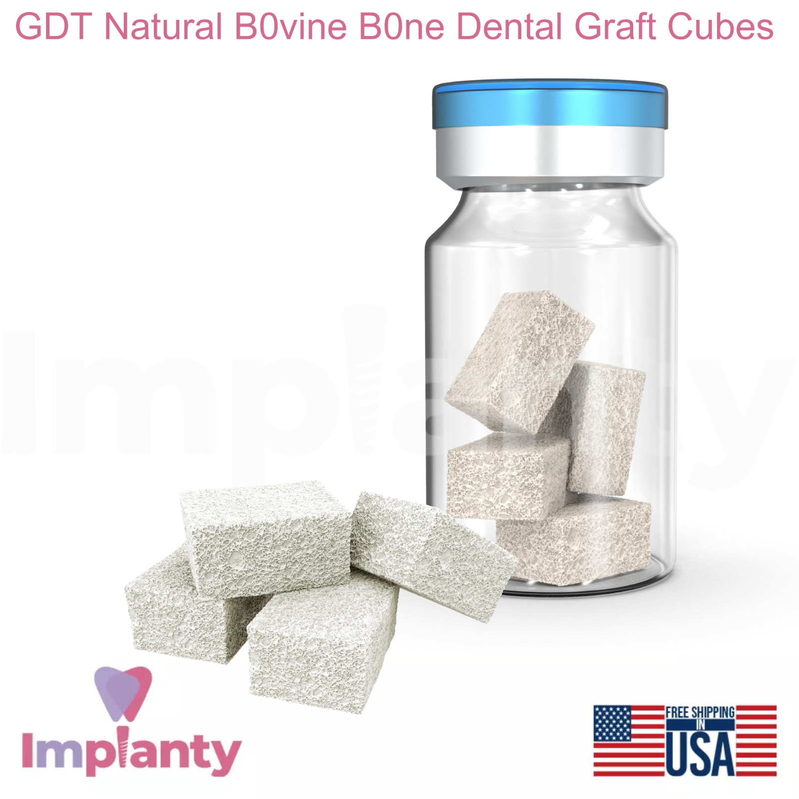 GDT Natural B0vine B0ne Dental Graft Cubes Sterilized Blister Packaging