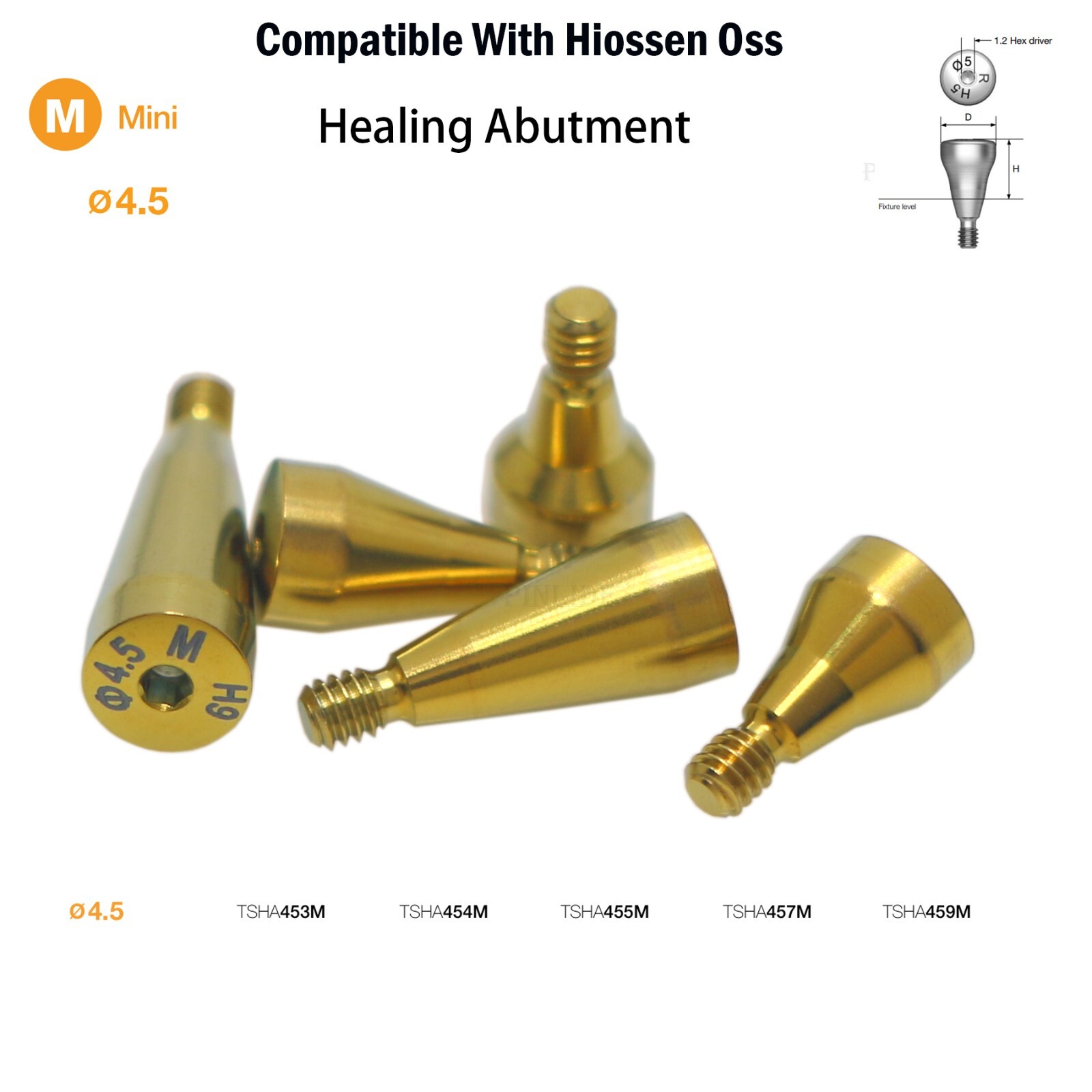 US Dental Healing Cap Abutment Hiossen Hexagon Compatible Mini/Regular Platform