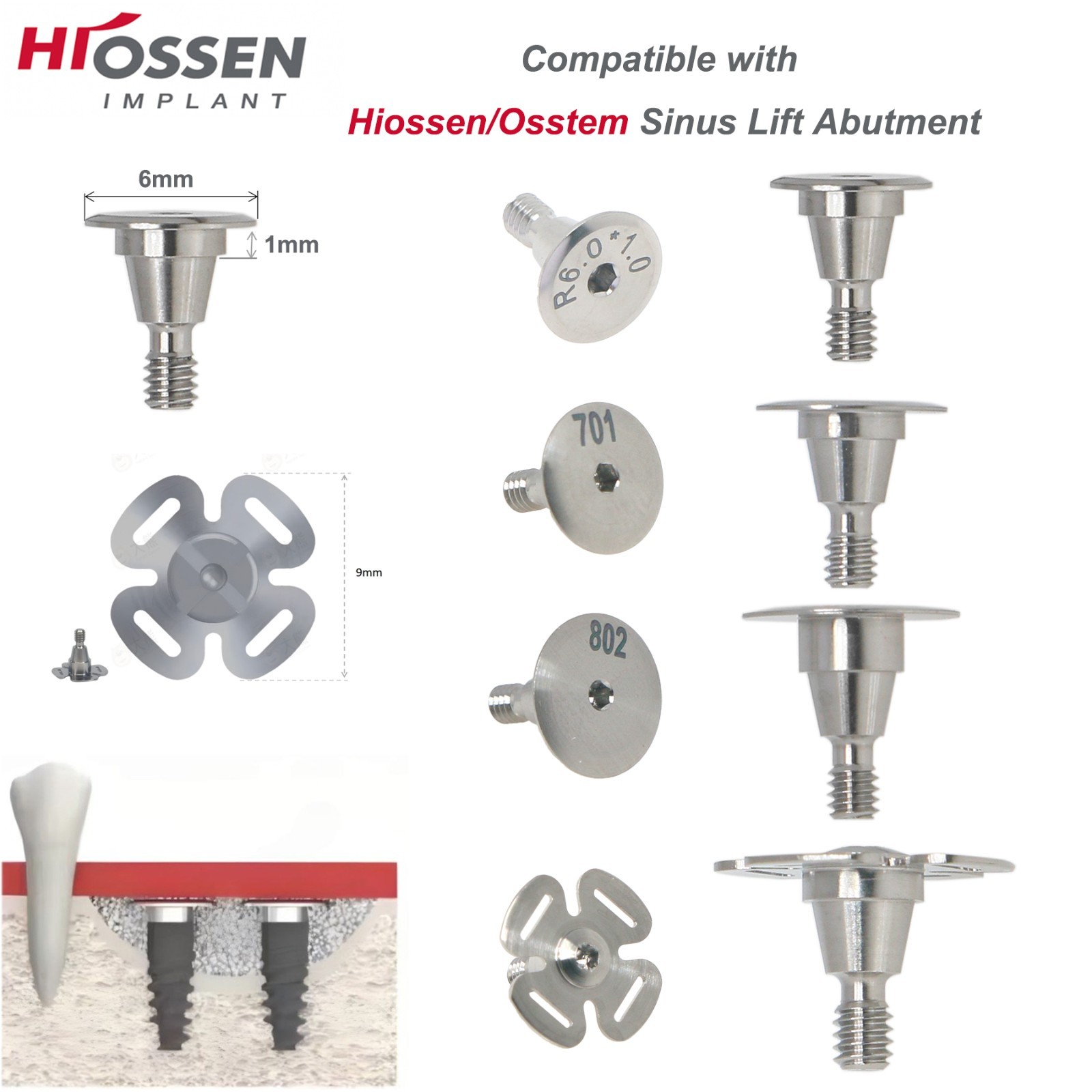 Sinus Lift Temporary Abutments Ti Superline fit Hiossen/DIO UFI/II R/CSM ITI RN