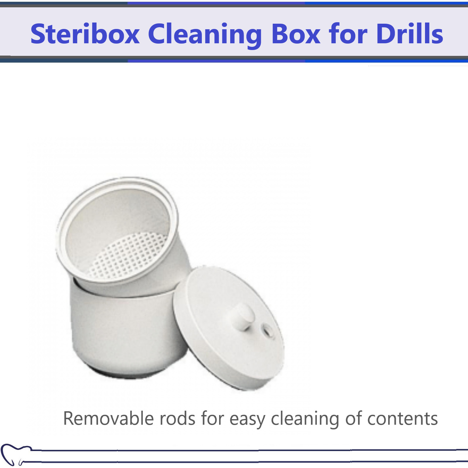 Dental Bur Block Mini Tub for Cold Sterilization Burs, Removable Inner Tray