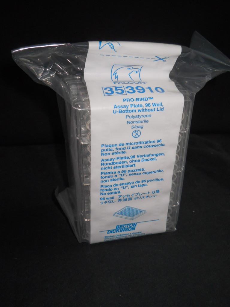 (5) BD Falcon Pro-Bind 96-Well Nonsterile Clear PS Assay Plates, No Lids, 353910