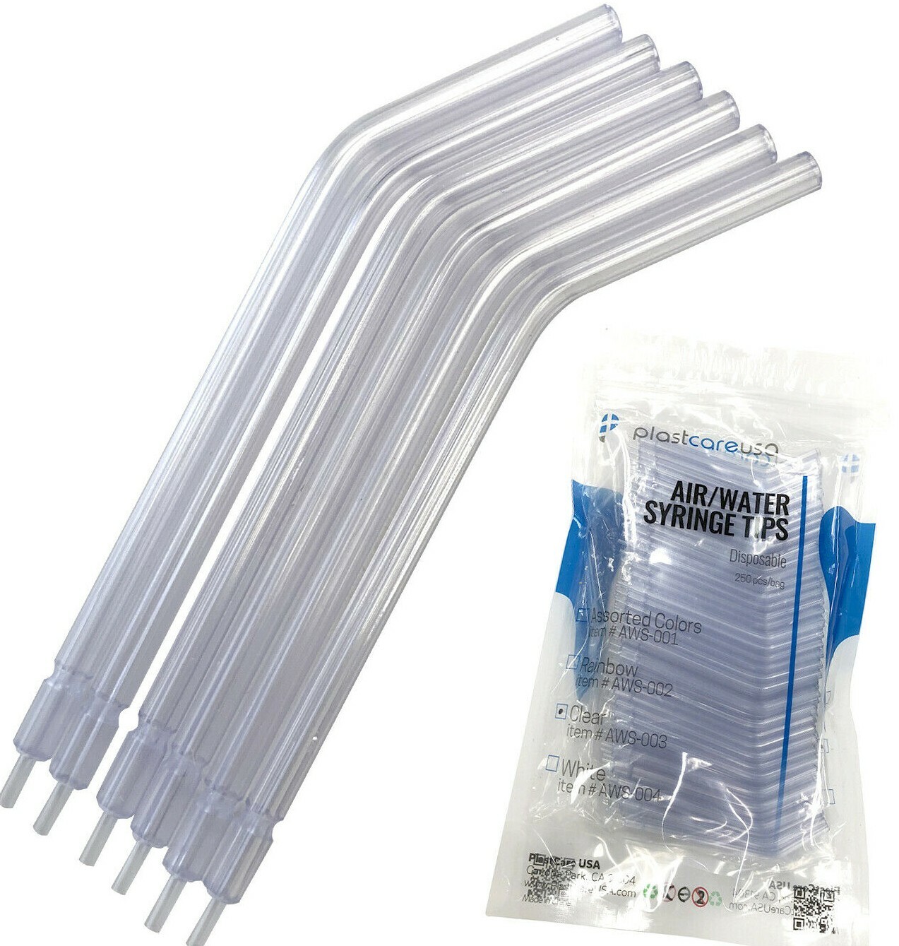 Dental Disposable Air Water Syringe Tips, (Clear) (8 Bags of 250) (2000 Total)