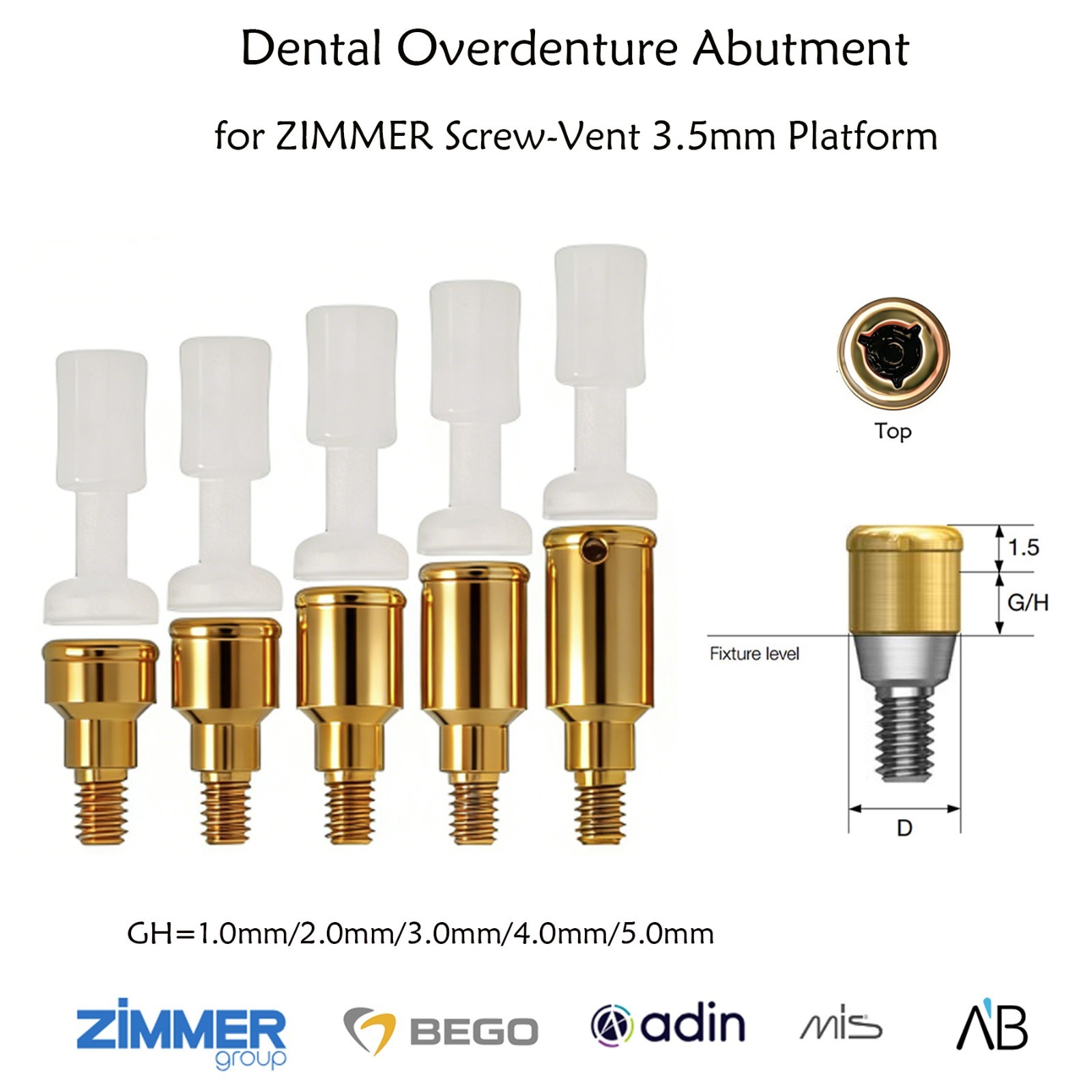 US For Hiossen/Nobel Biocare/Zimmer/Bego/Mis Dental Locator Attachment Abutment