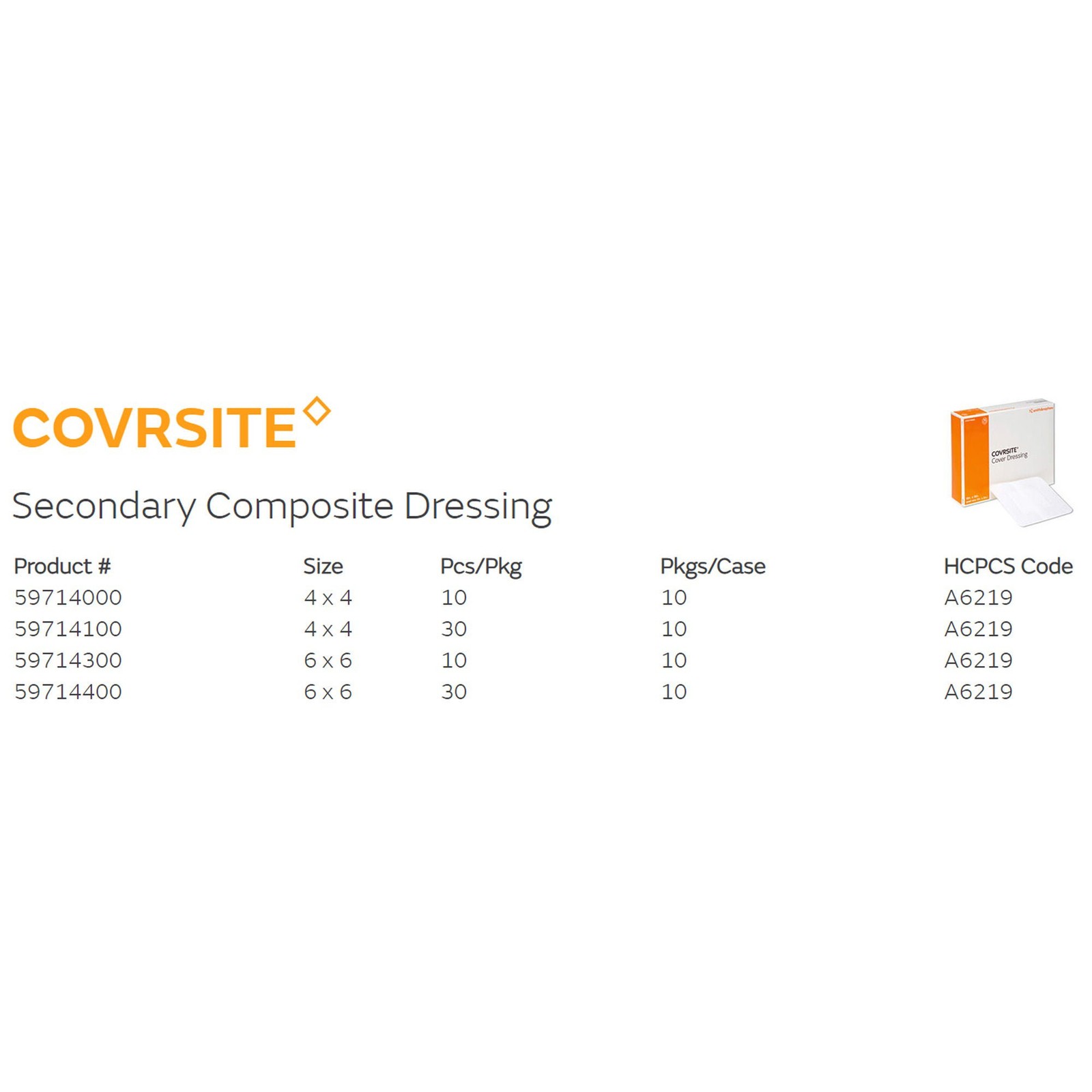 Smith & Nephew Covrsite Composite Dressing White 4 x 4″ Sterile 59714100 300 Ct