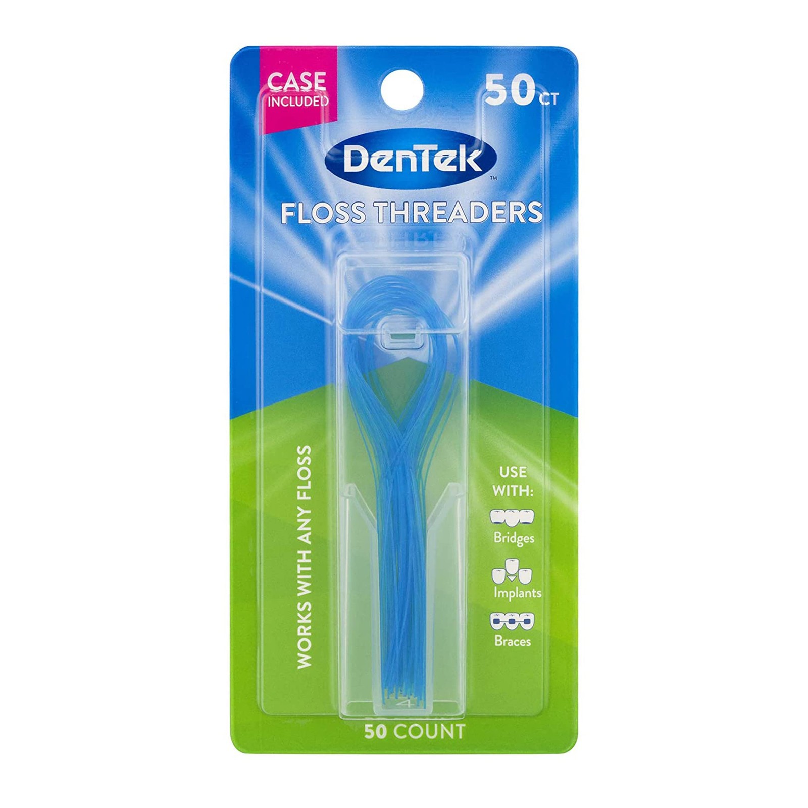 DenTek Floss Threaders for Braces, Bridges & Dental 50 Count (Pack of 1)