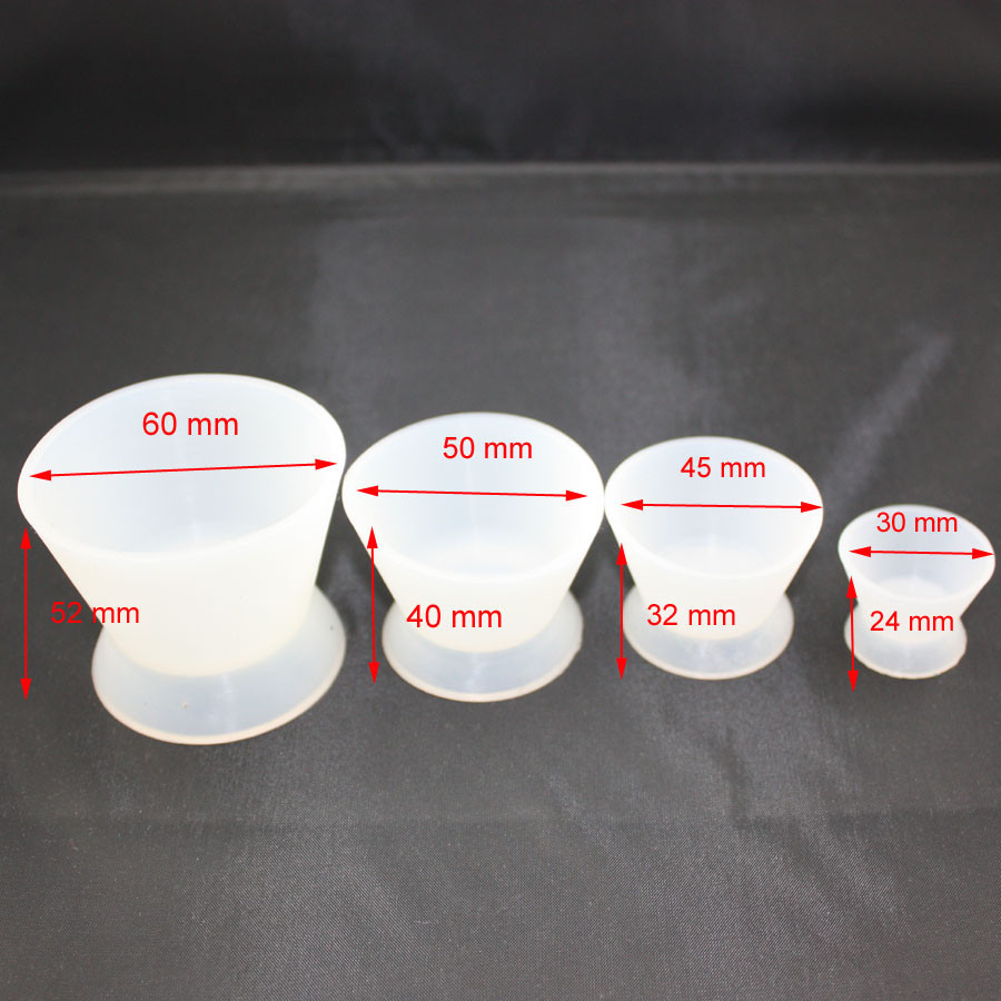 New Dental Lab Silicone Mixing Bowl Cup 4 pcs/set