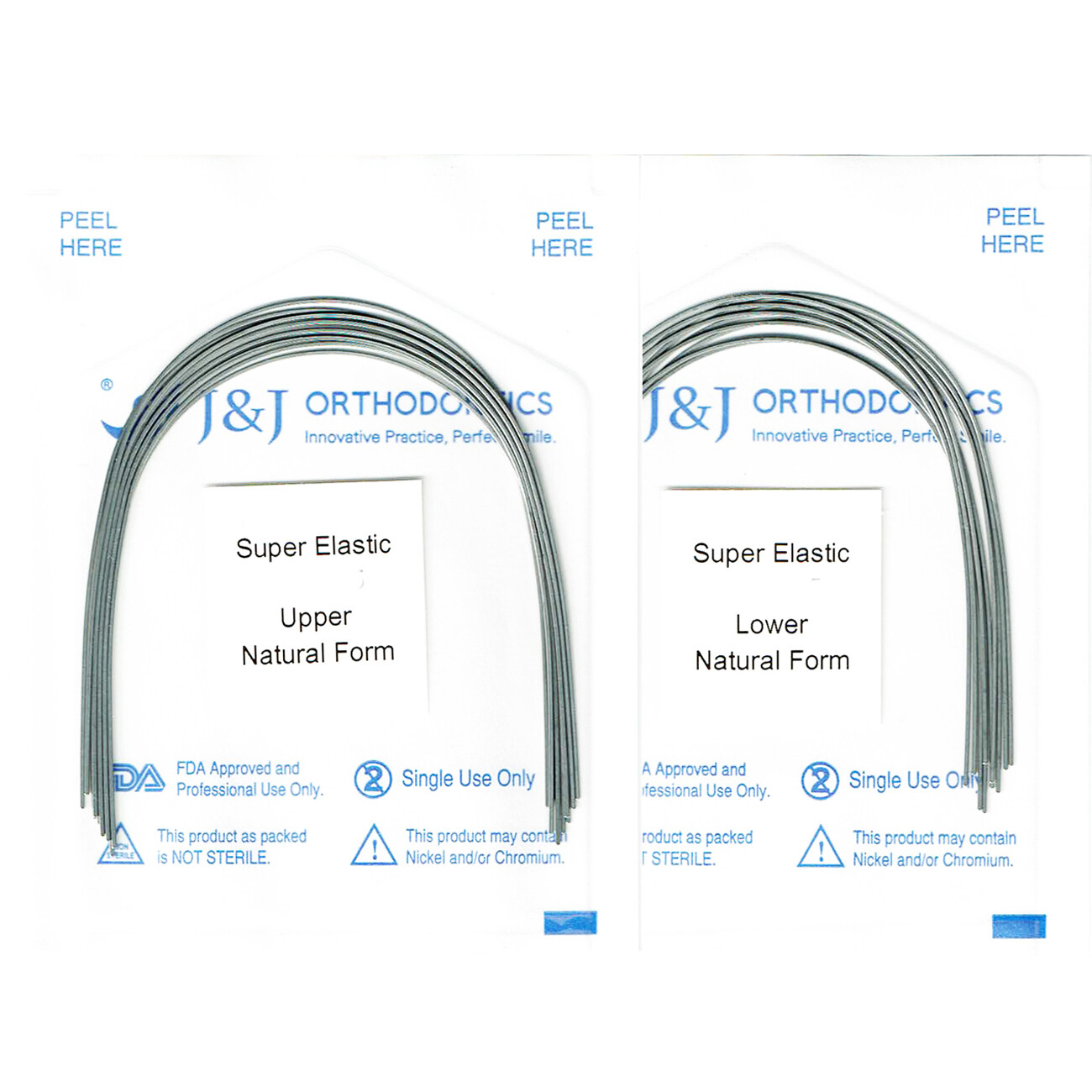 J&J Ortho™ Orthodontic Ultra Elastic NiTi Arch Wire Natural (10/pk*2 Up/Lo)